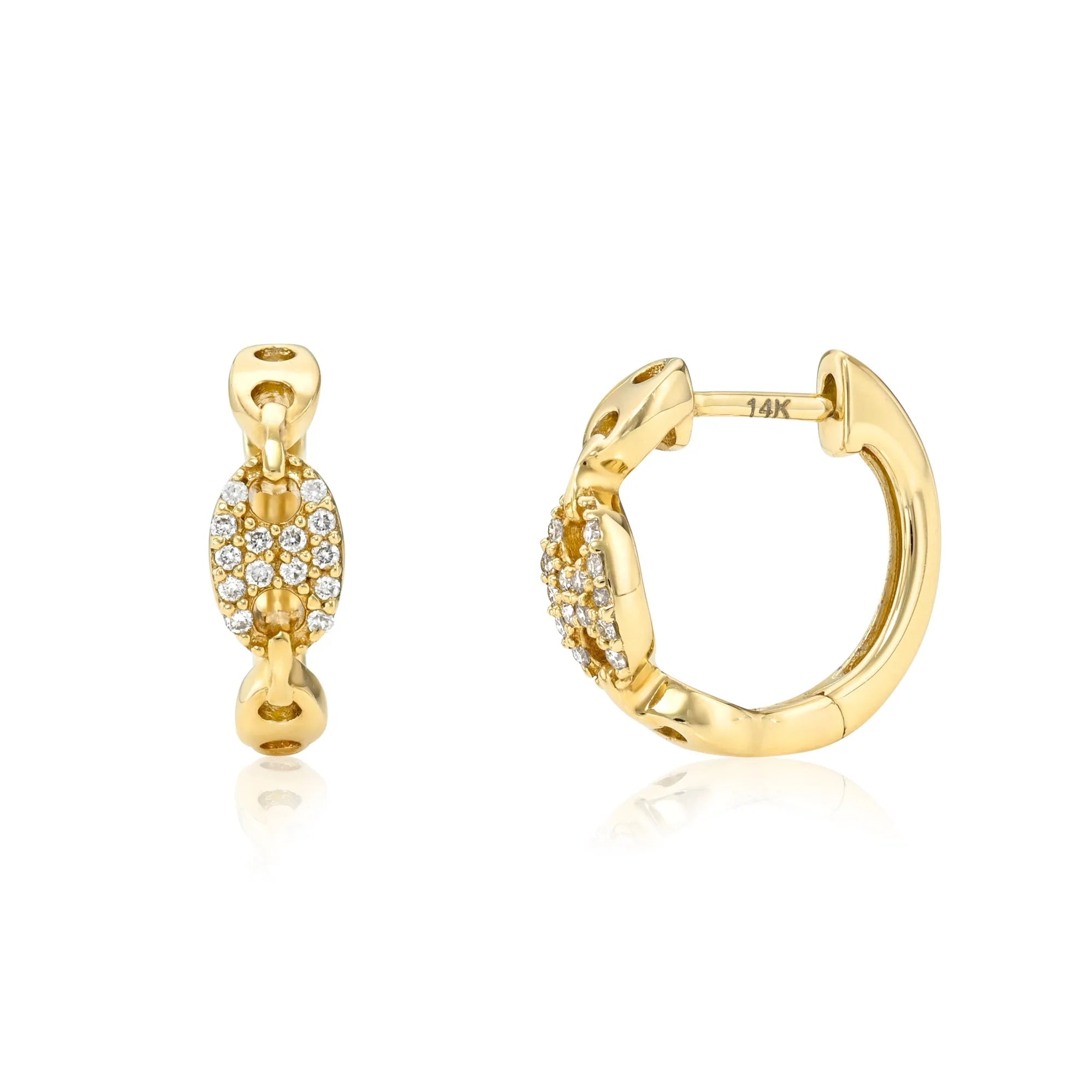 Diamond Pavé Mariner Huggies-Earrings-Mama Bijoux