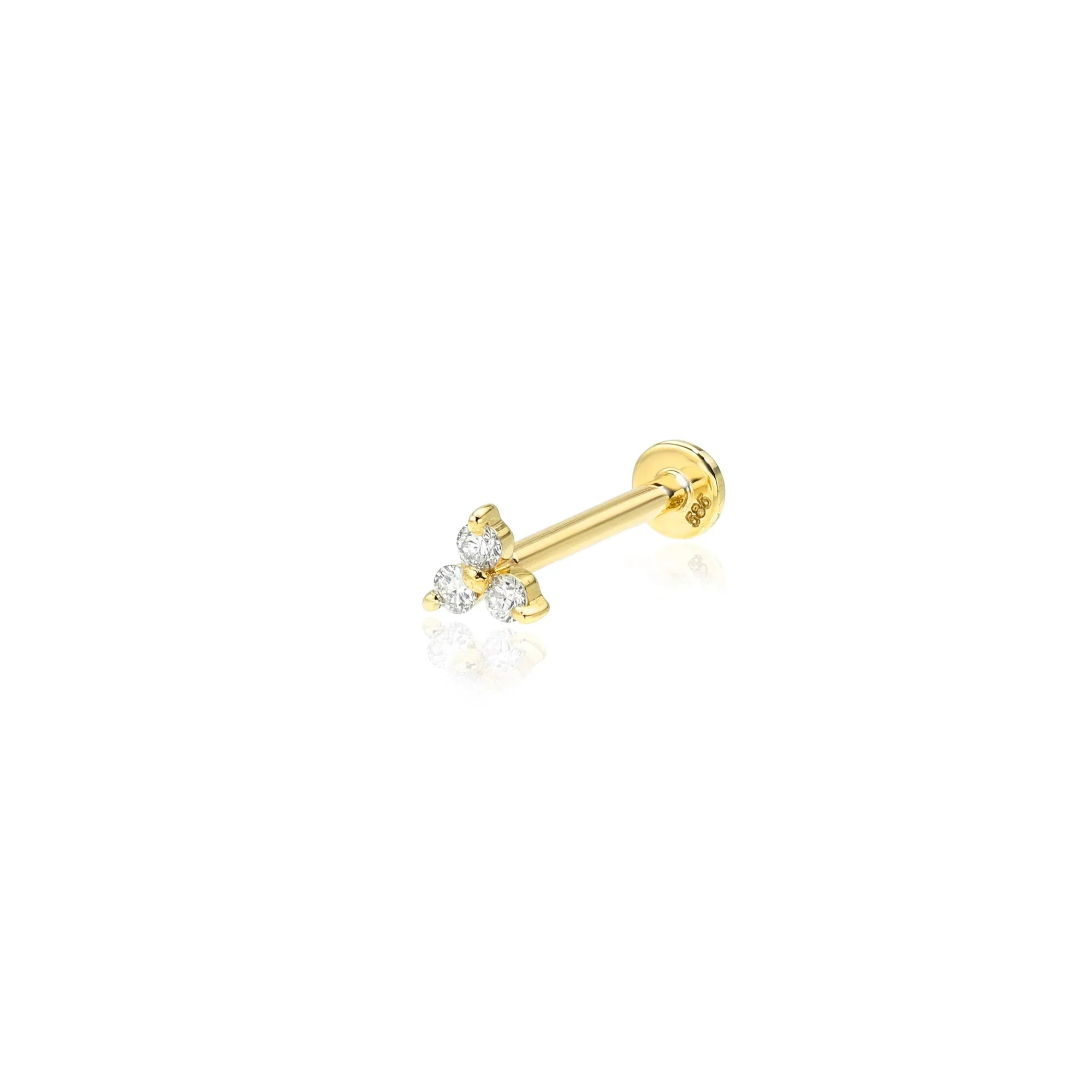 Itty Bitty Diamond Trio Flat Back Stud Earrings-Earrings-Mama Bijoux