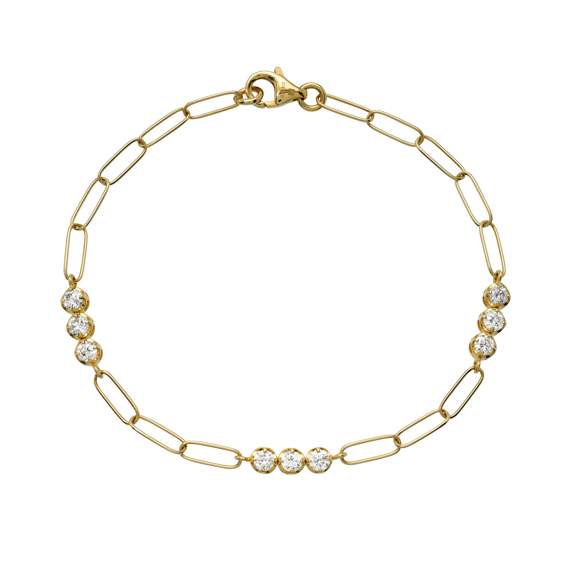 Diamond Trio Station Chain Linked Bracelet