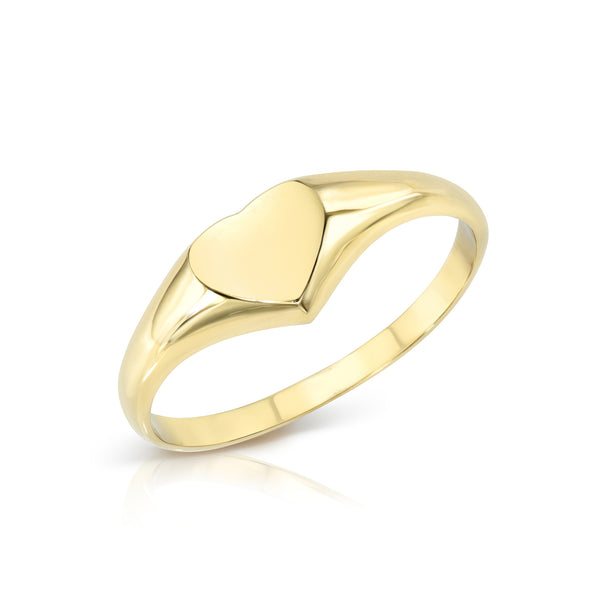 Gold Heart Shaped Signet Ring