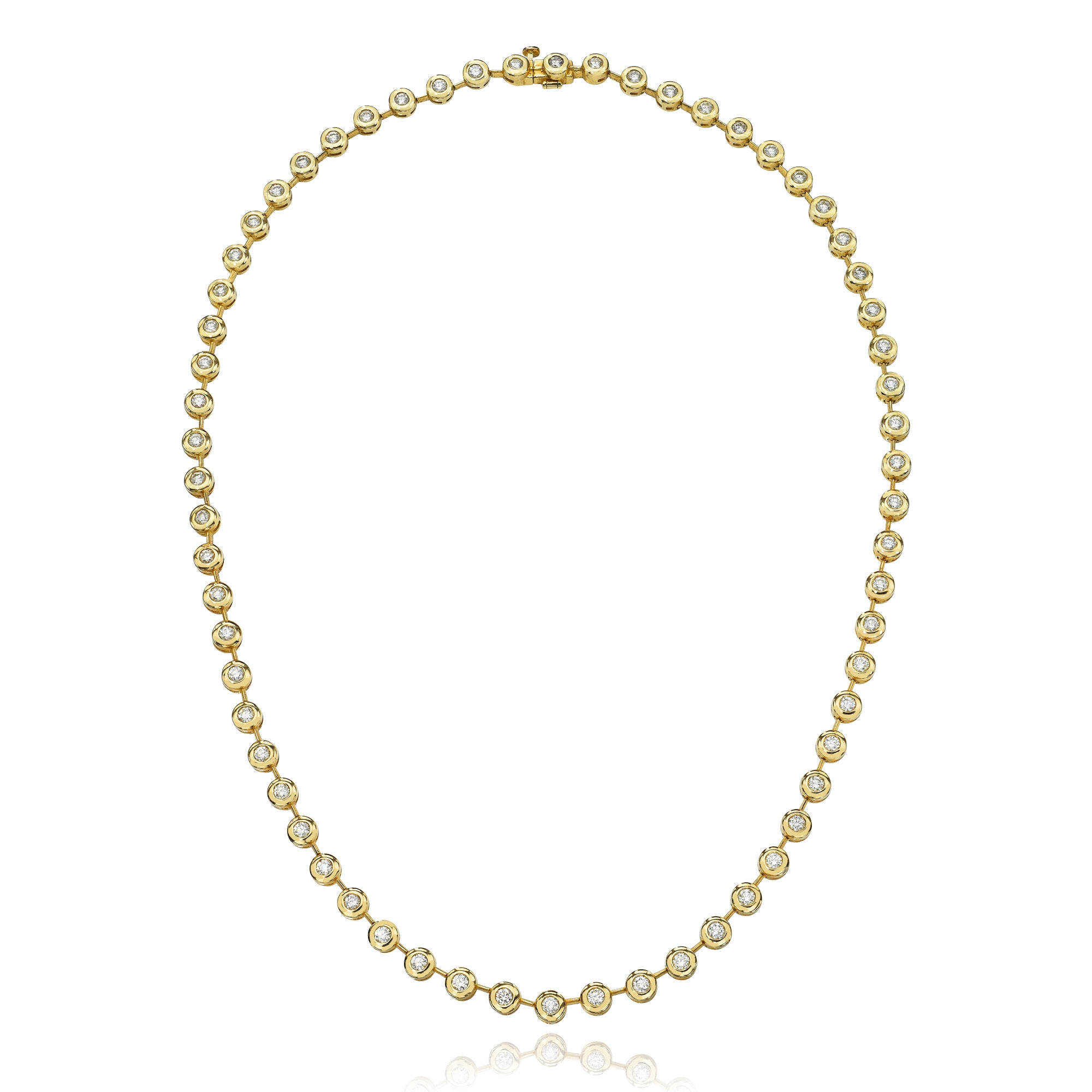 Pillowy Bezeled Diamond Tennis Necklace