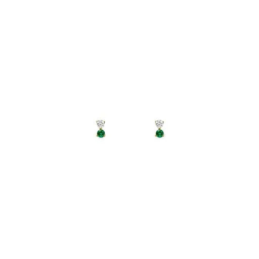 Itty Bitty Diamond and Emerald Drop Studs-Earrings-Mama Bijoux-[14kgold]-[diamonds]-[heirloom_quality]-MamaBijoux