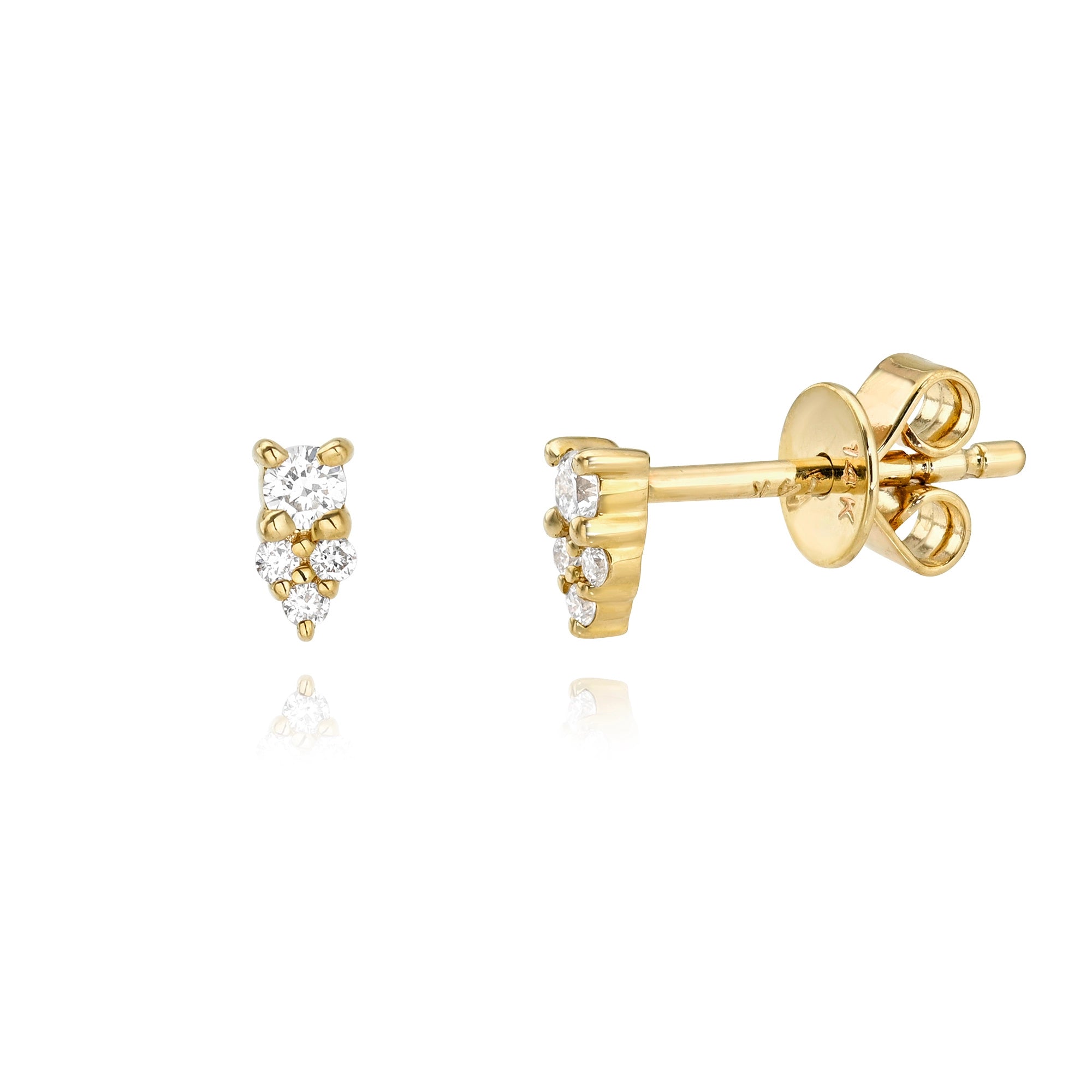Itty Bitty Trio Diamond Spike Studs Mama Bijoux Fine Jewelry 14k yellow gold natural diamonds