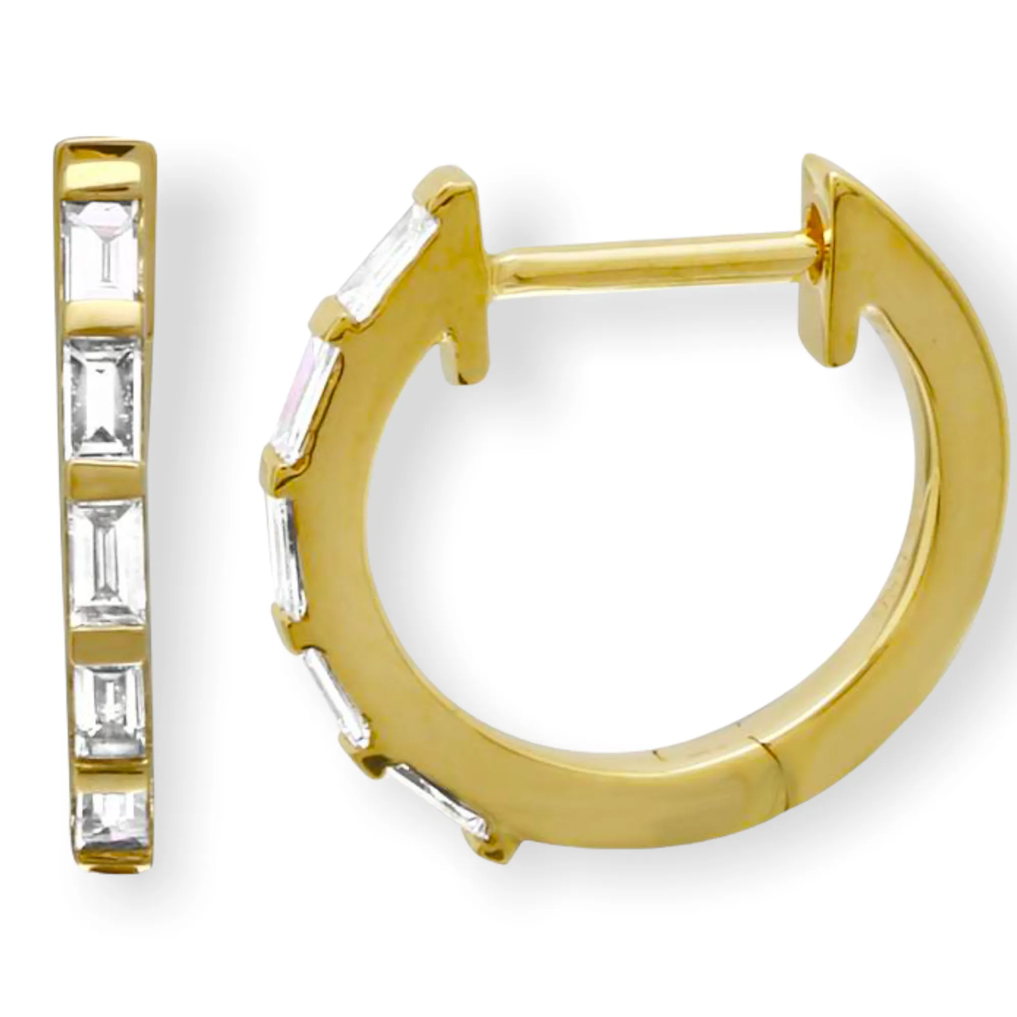 Just Baguettes Diamond Huggies (12mm)-Earrings-Mama Bijoux-[14kgold]-[diamonds]-[heirloom_quality]-MamaBijoux