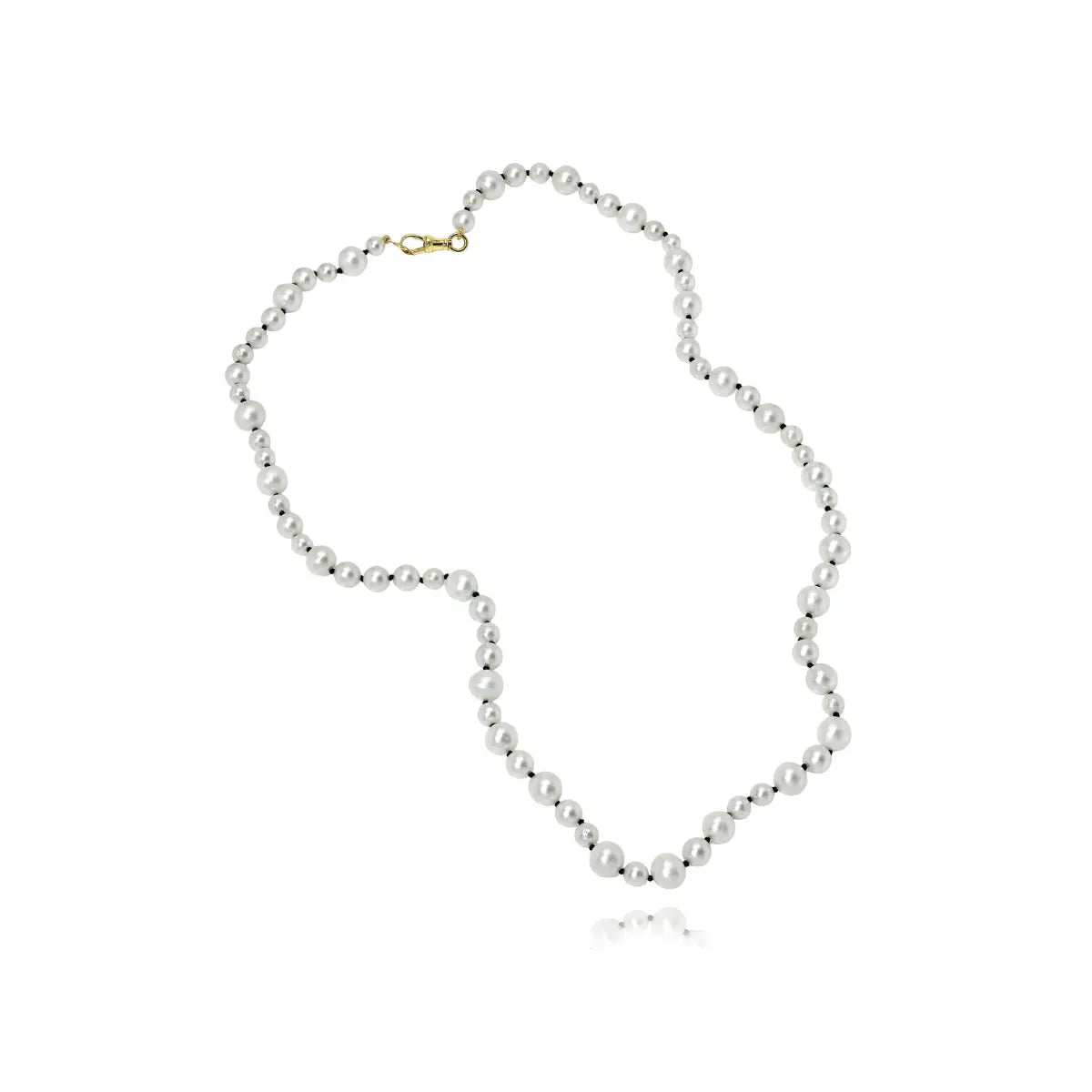 Knotted Natural Pearl Necklace Mama Bijoux Fine Jewelry 14k yellow gold natural freshwater pearls