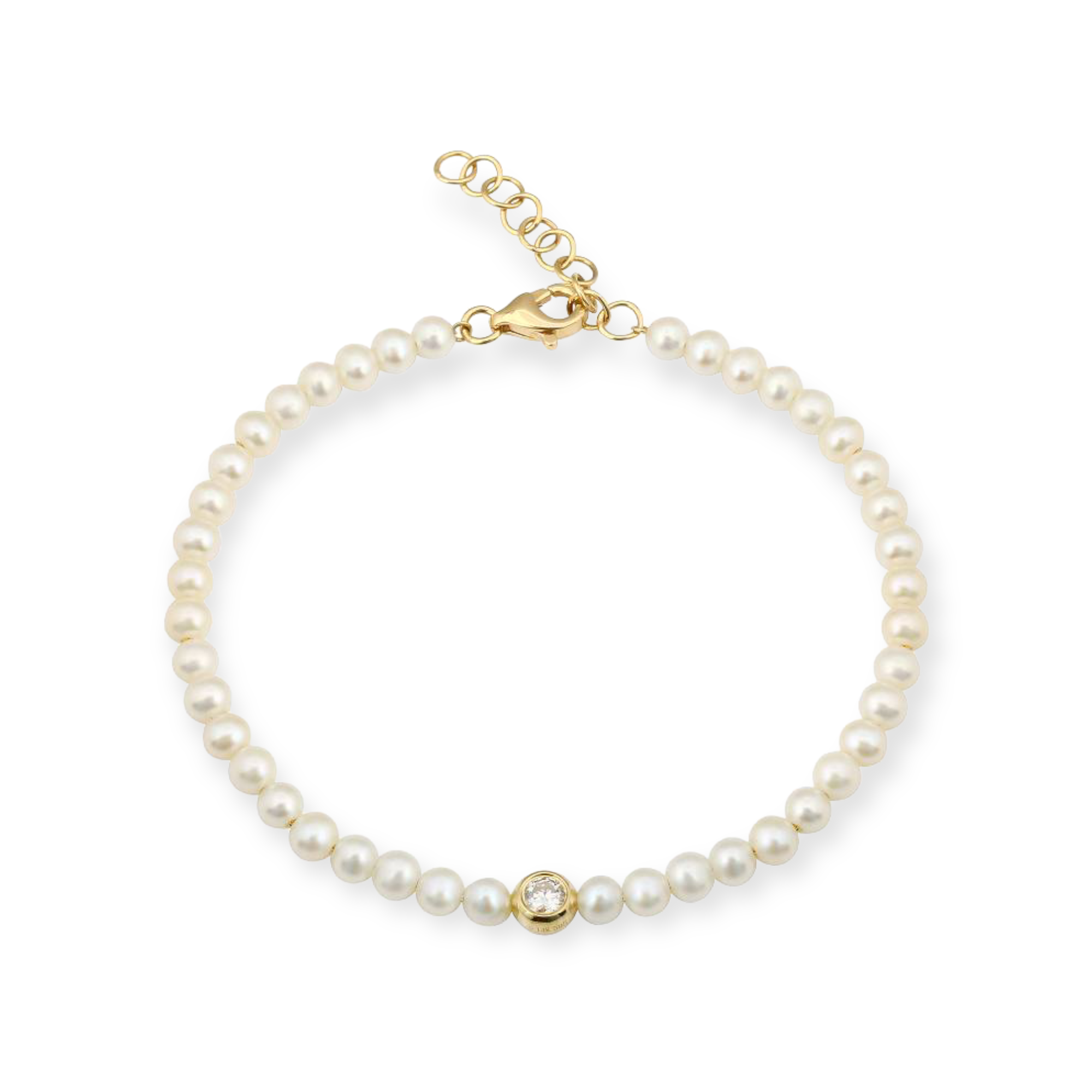 L’Amour Pearl & Diamond Bead Bracelet-Bracelets-Mama Bijoux-[14kgold]-[diamonds]-[heirloom_quality]-MamaBijoux