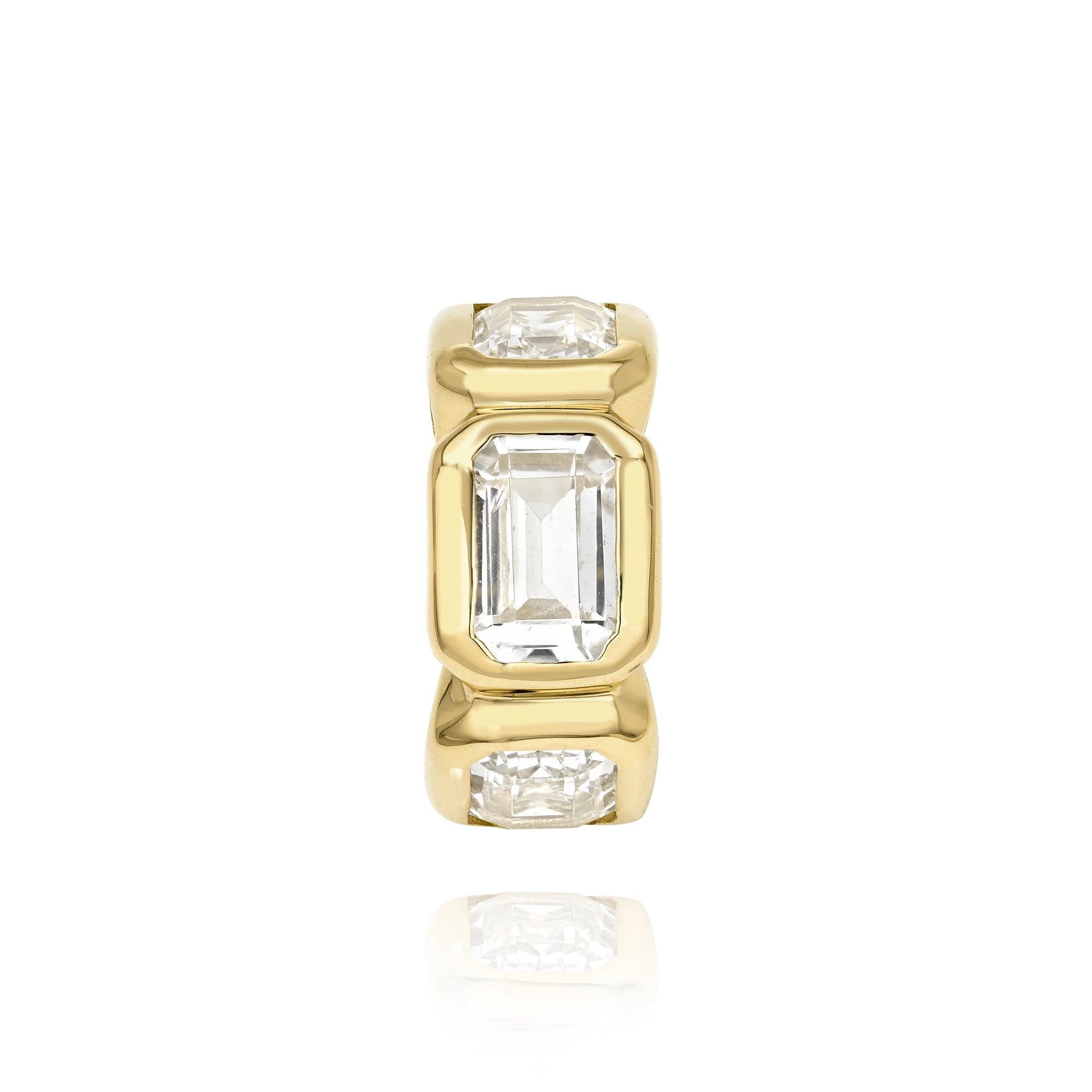 Large Emerald Cut White Topaz Bead Charm Mama Bijoux Fine Jewelry 14k yellow gold natural diamonds 