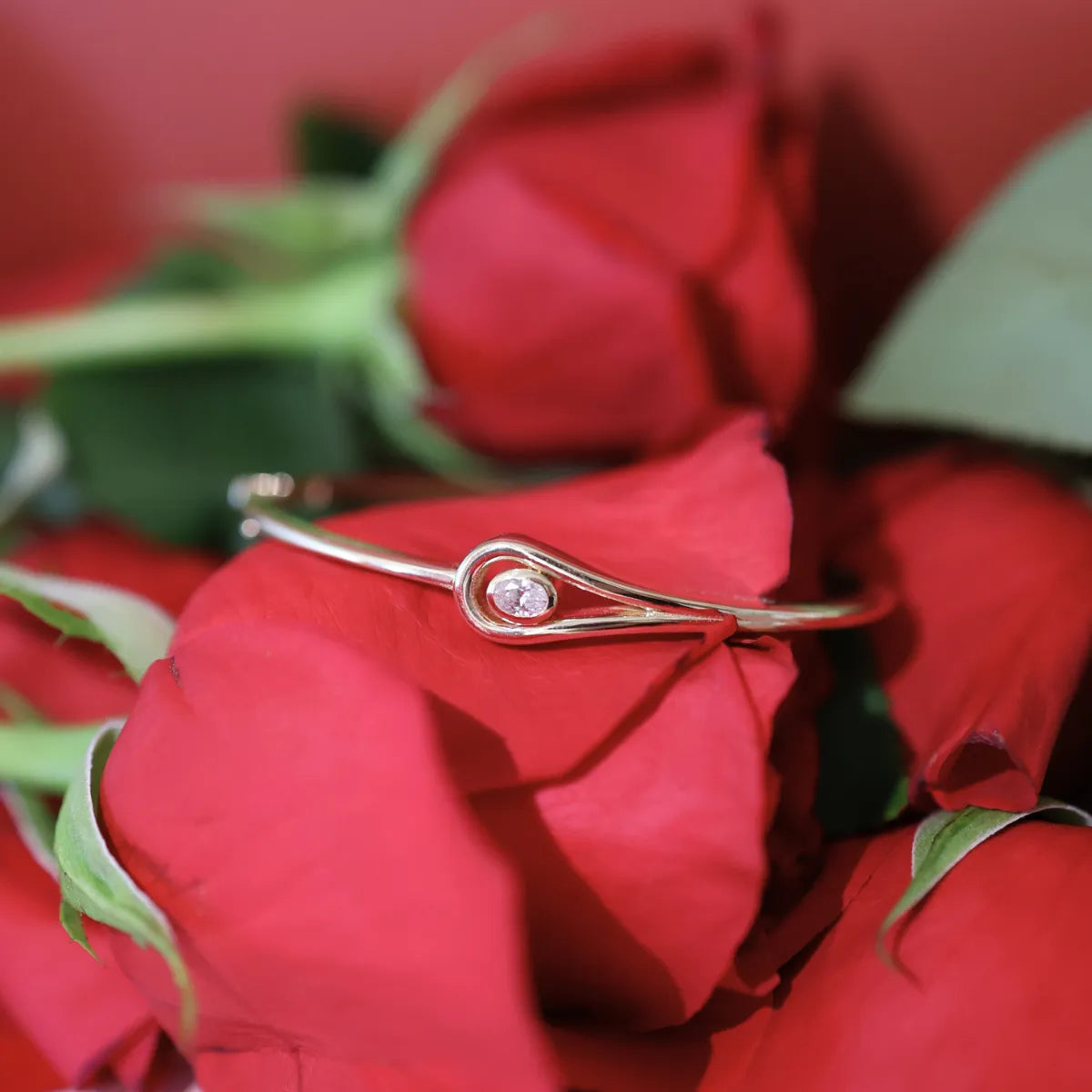 Lasso Oval Diamond Bangle-Bracelets-Mama Bijoux