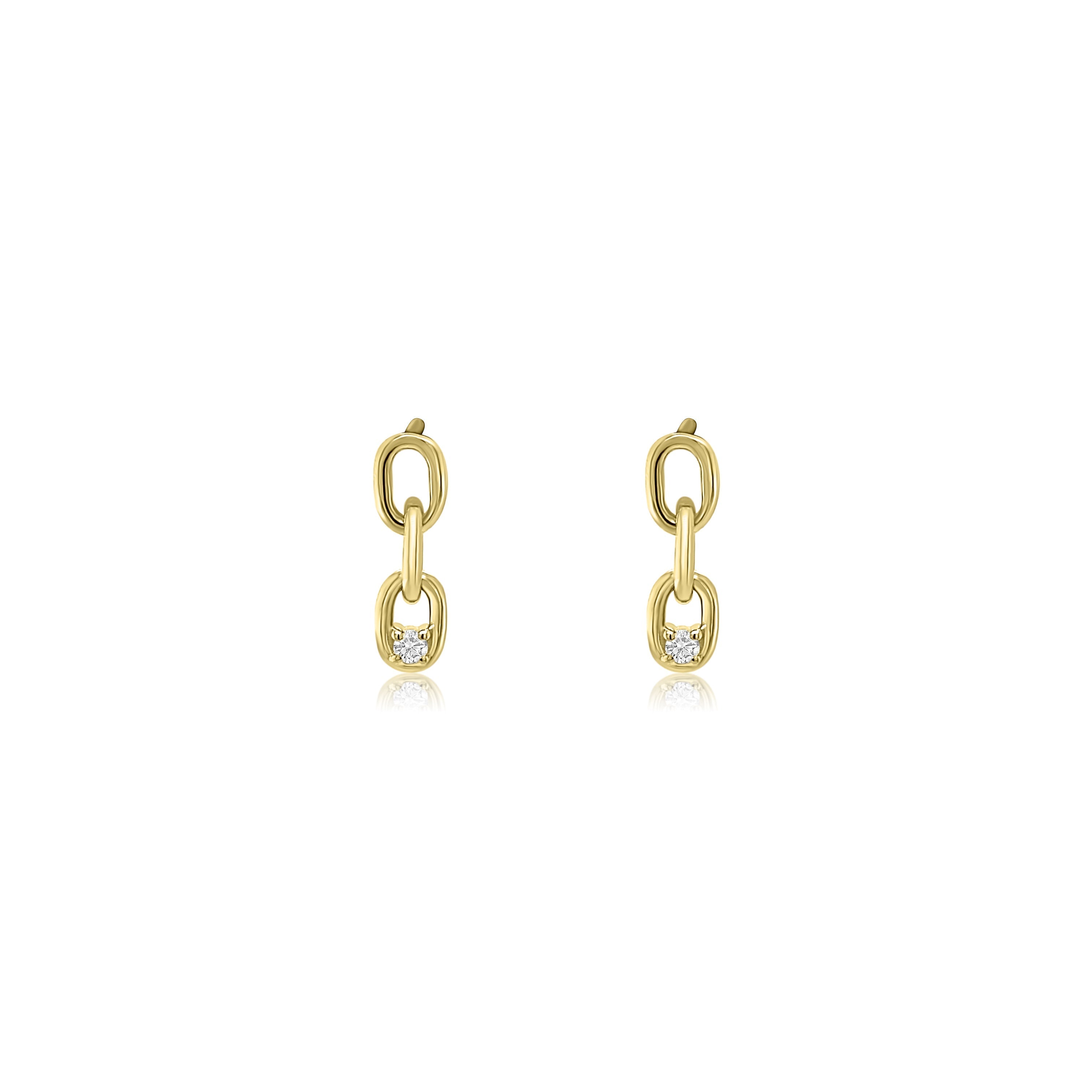 Little Link & Diamond Drop Studs-Earrings-Mama Bijoux-[14kgold]-[diamonds]-[heirloom_quality]-MamaBijoux