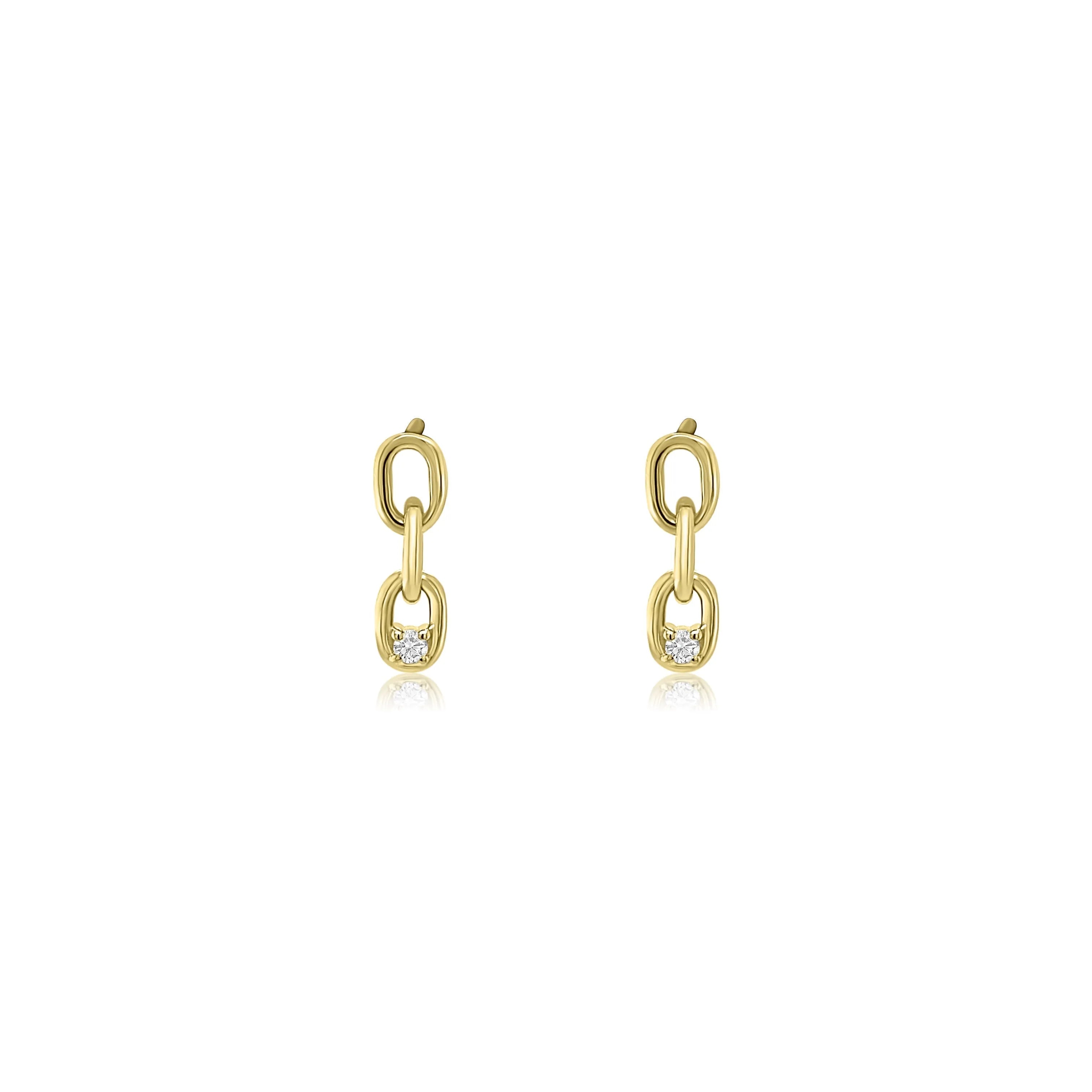 Little Link & Diamond Drop Studs-Earrings-Mama Bijoux-[14kgold]-[diamonds]-[heirloom_quality]-MamaBijoux
