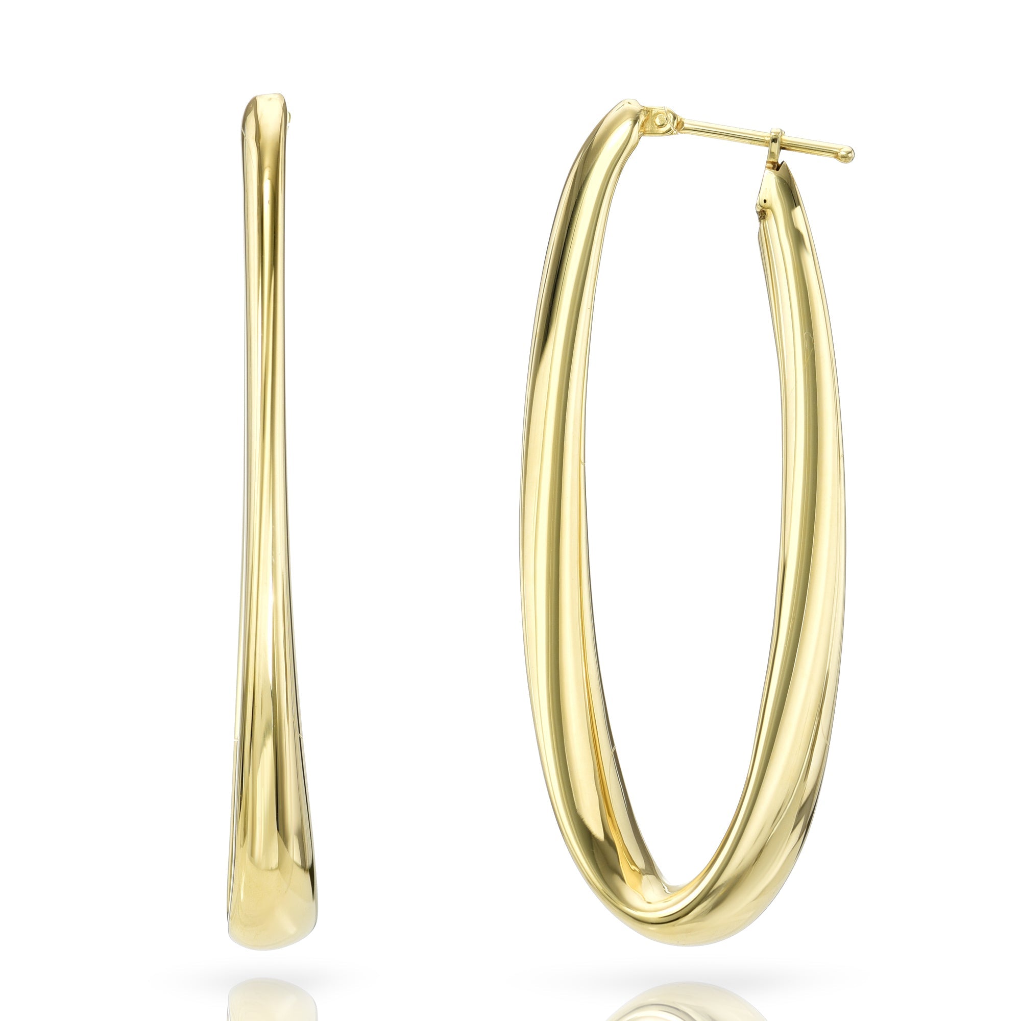 Long Gold Ribbon Hoops-Earrings-Mama Bijoux-[14kgold]-[diamonds]-[heirloom_quality]-MamaBijoux