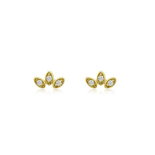 Lotus Flower Diamond Studs-Earrings-Mama Bijoux-[14kgold]-[diamonds]-[heirloom_quality]-MamaBijoux