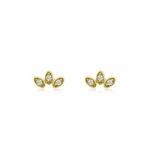 Lotus Flower Diamond Studs-Earrings-Mama Bijoux-[14kgold]-[diamonds]-[heirloom_quality]-MamaBijoux