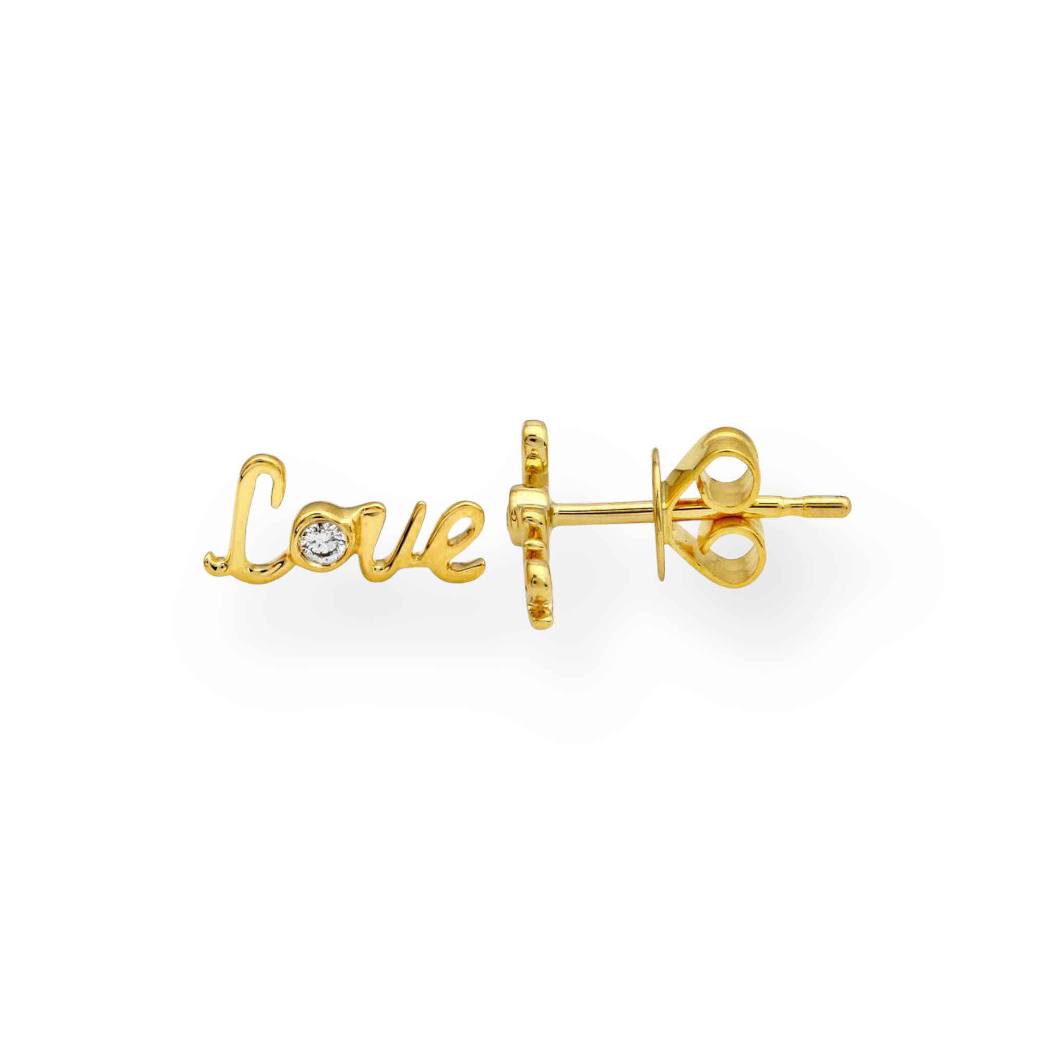 Love You Lots Little Stud Earrings-Mama Bijoux-[14kgold]-[diamonds]-[heirloom_quality]-MamaBijoux