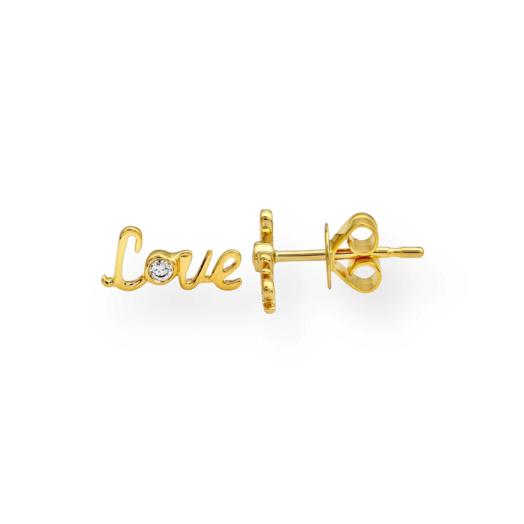 Love You Lots Little Stud Earrings-Mama Bijoux-[14kgold]-[diamonds]-[heirloom_quality]-MamaBijoux