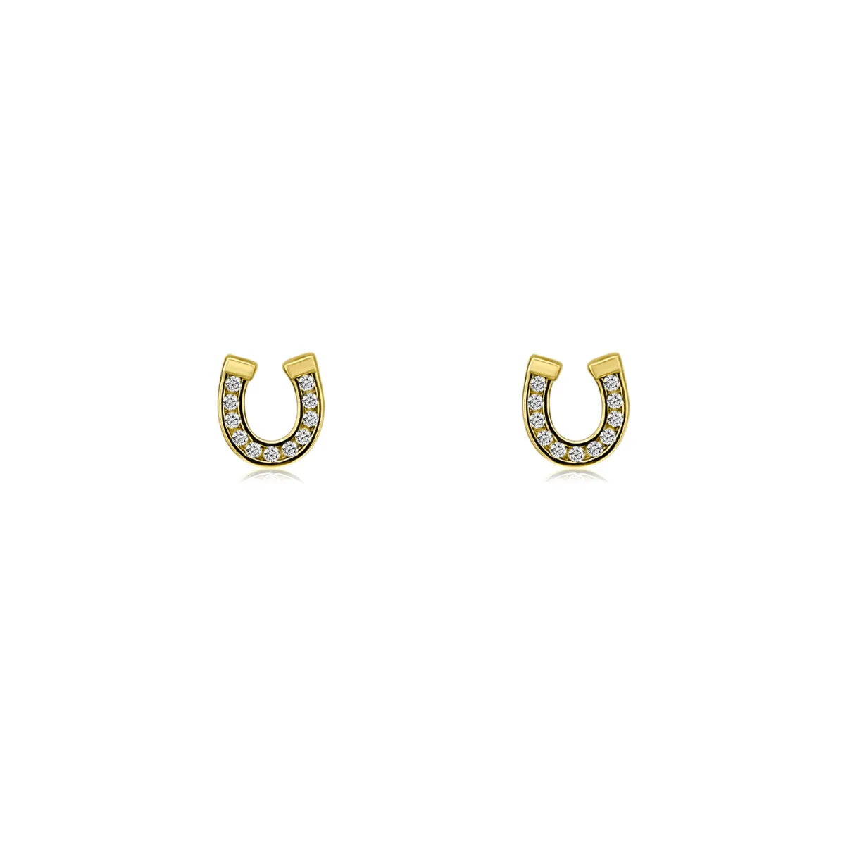 Lucky Horseshoe Diamond Studs-Earrings-Mama Bijoux-[14kgold]-[diamonds]-[heirloom_quality]-MamaBijoux