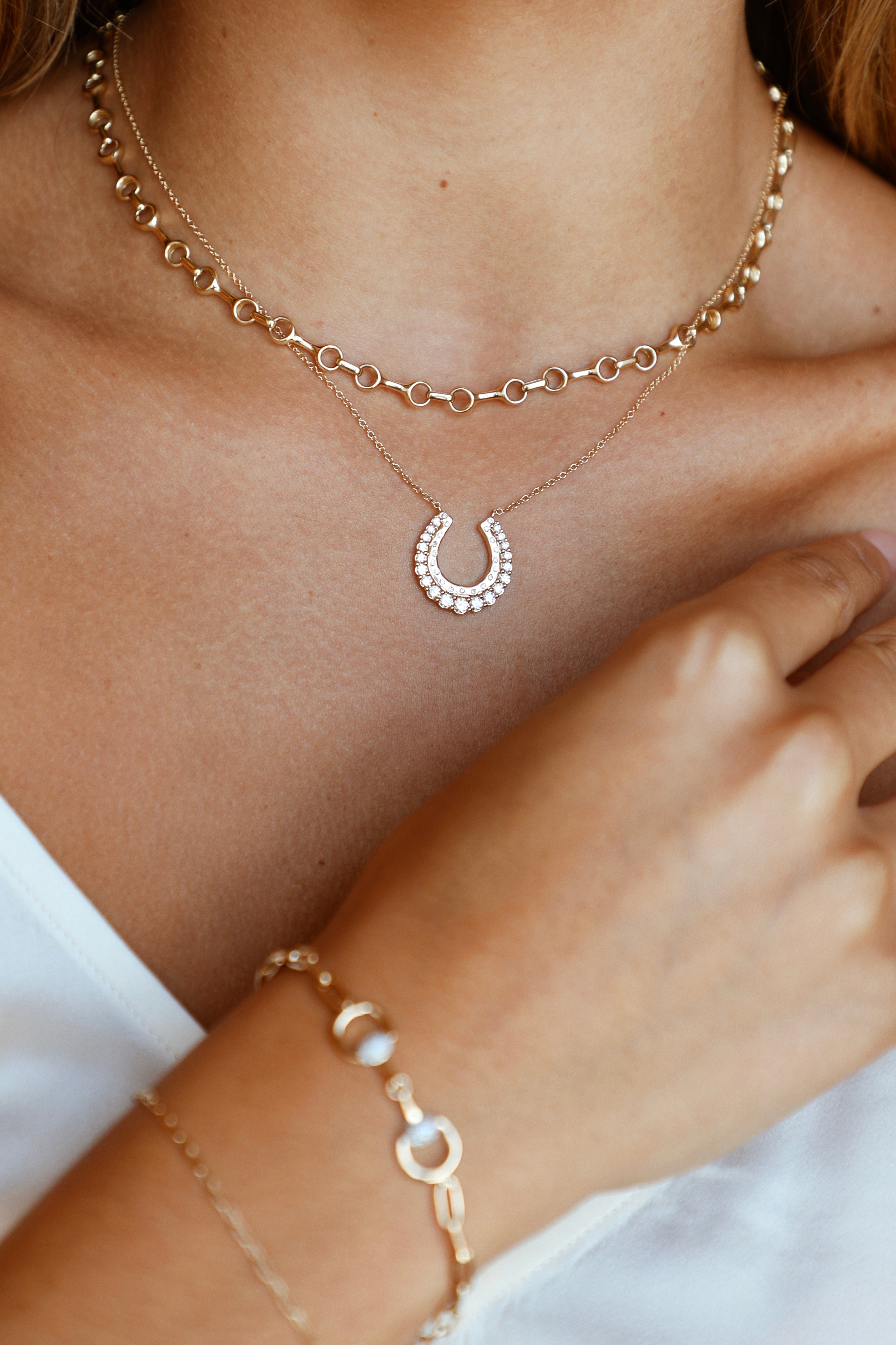 Lucky Horseshoe Necklace-Necklaces-Mama Bijoux-[14kgold]-[diamonds]-[heirloom_quality]-MamaBijoux