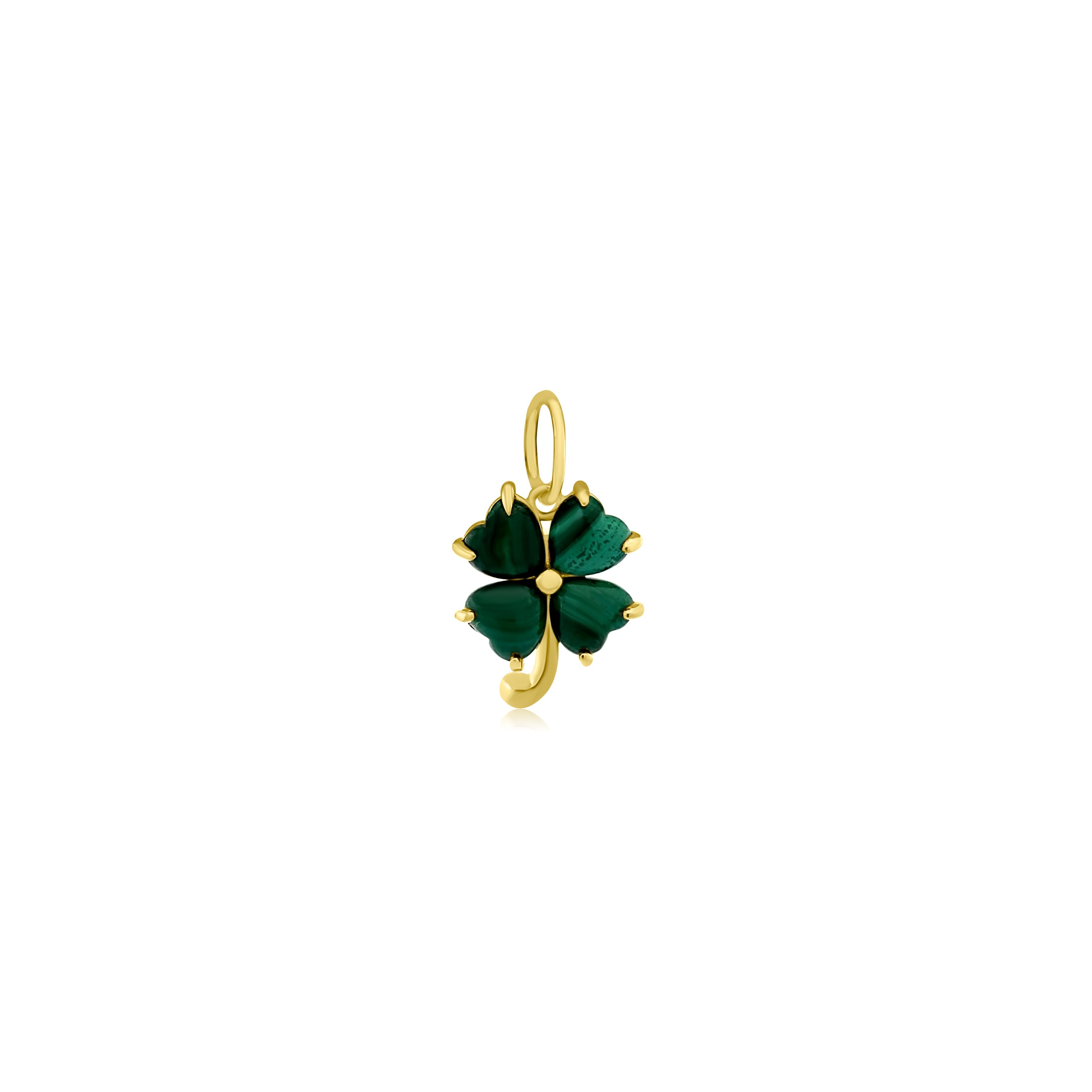 Malachite Four Leaf Clover Charm-Charms & Pendants-Mama Bijoux-[14kgold]-[diamonds]-[heirloom_quality]-MamaBijoux