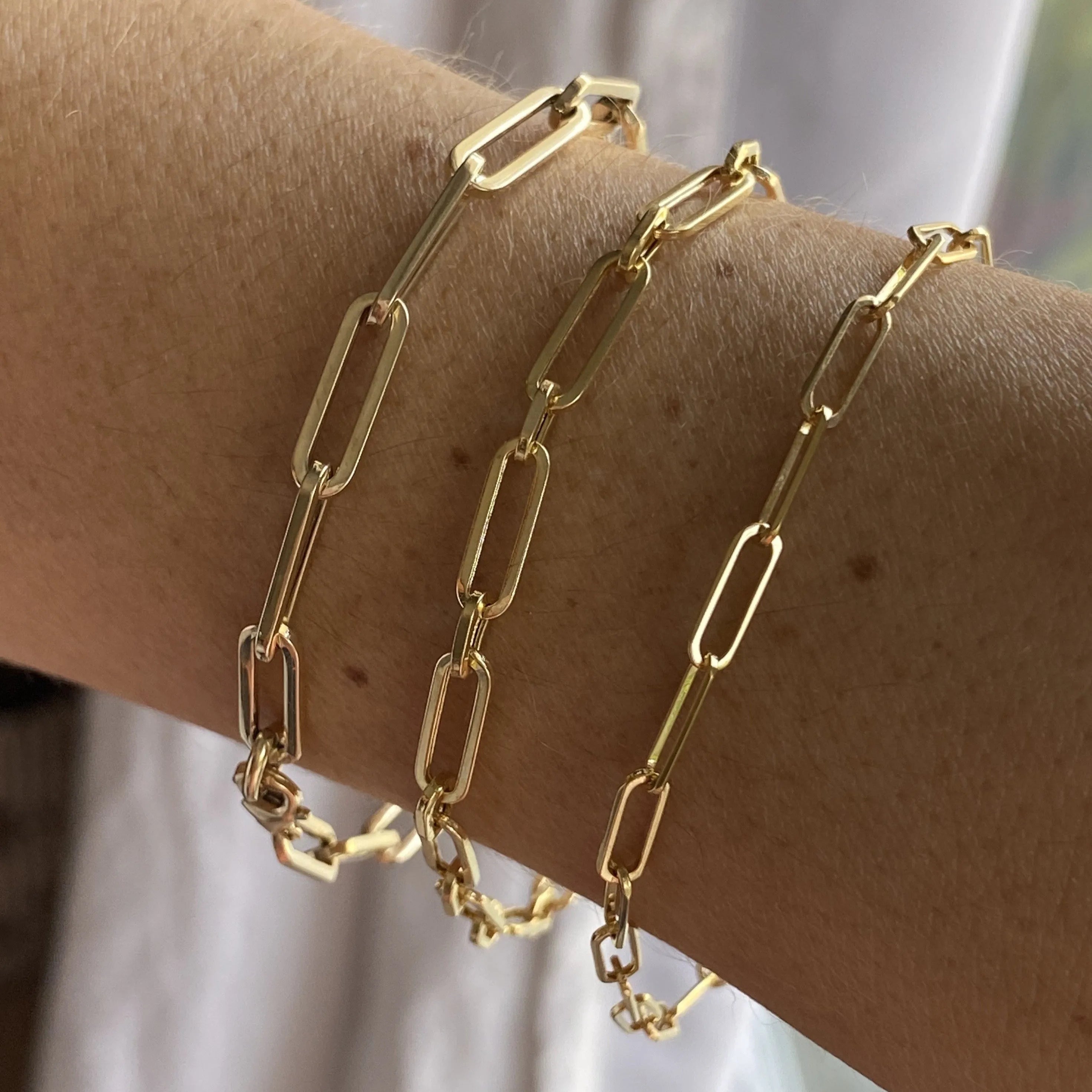 Mama Said 14k Gold Large Flat Paperclip Bracelet-Bracelets-Mama Bijoux-[14kgold]-[diamonds]-[heirloom_quality]-MamaBijoux