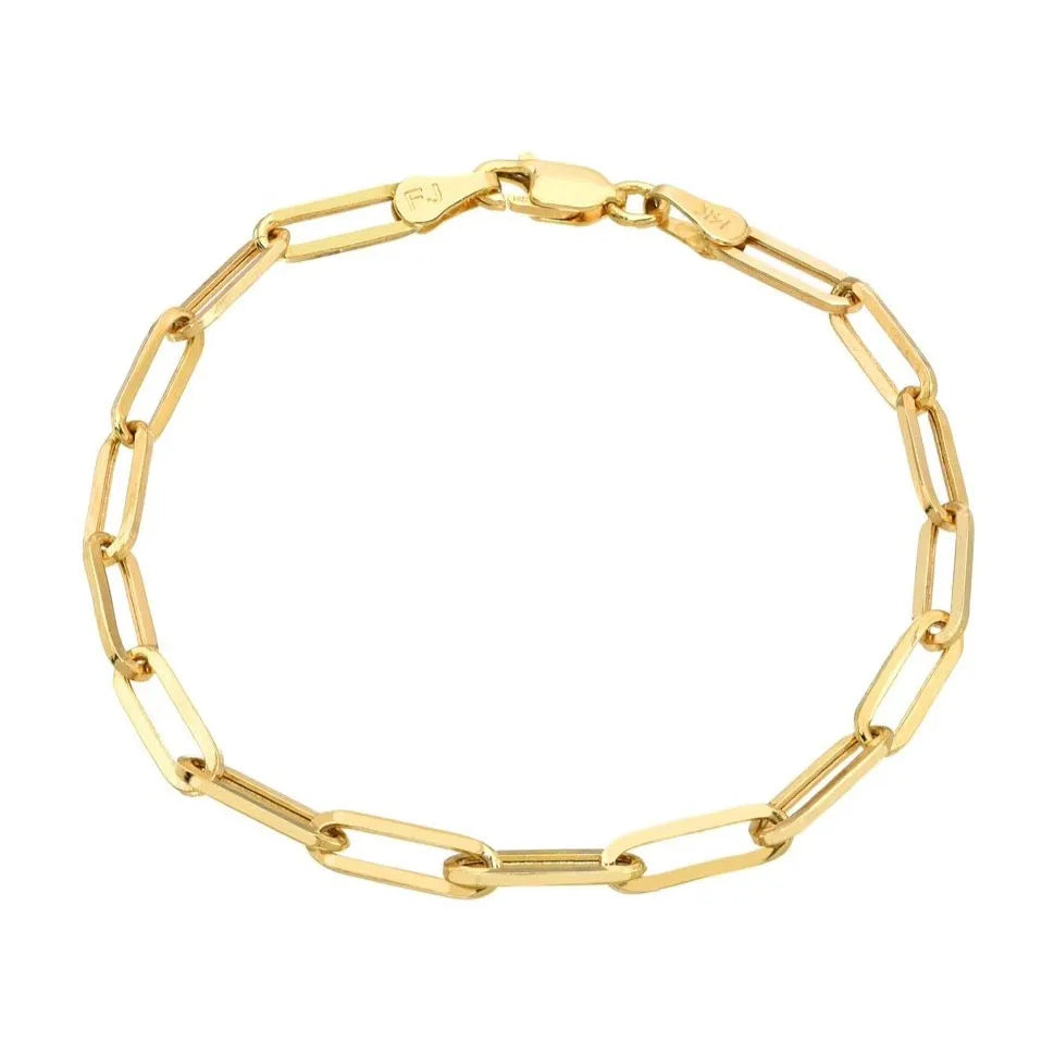 Mama Said 14k Gold Large Flat Paperclip Bracelet-Bracelets-Mama Bijoux-[14kgold]-[diamonds]-[heirloom_quality]-MamaBijoux