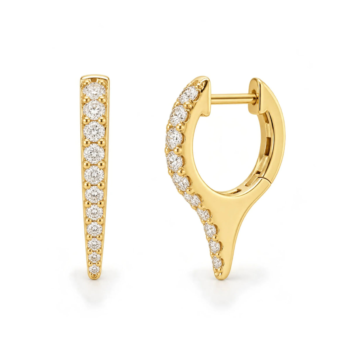 Mini Bijoux Diamond Dagger Huggies, diamond dagger huggie earrings by Mama Bijoux
