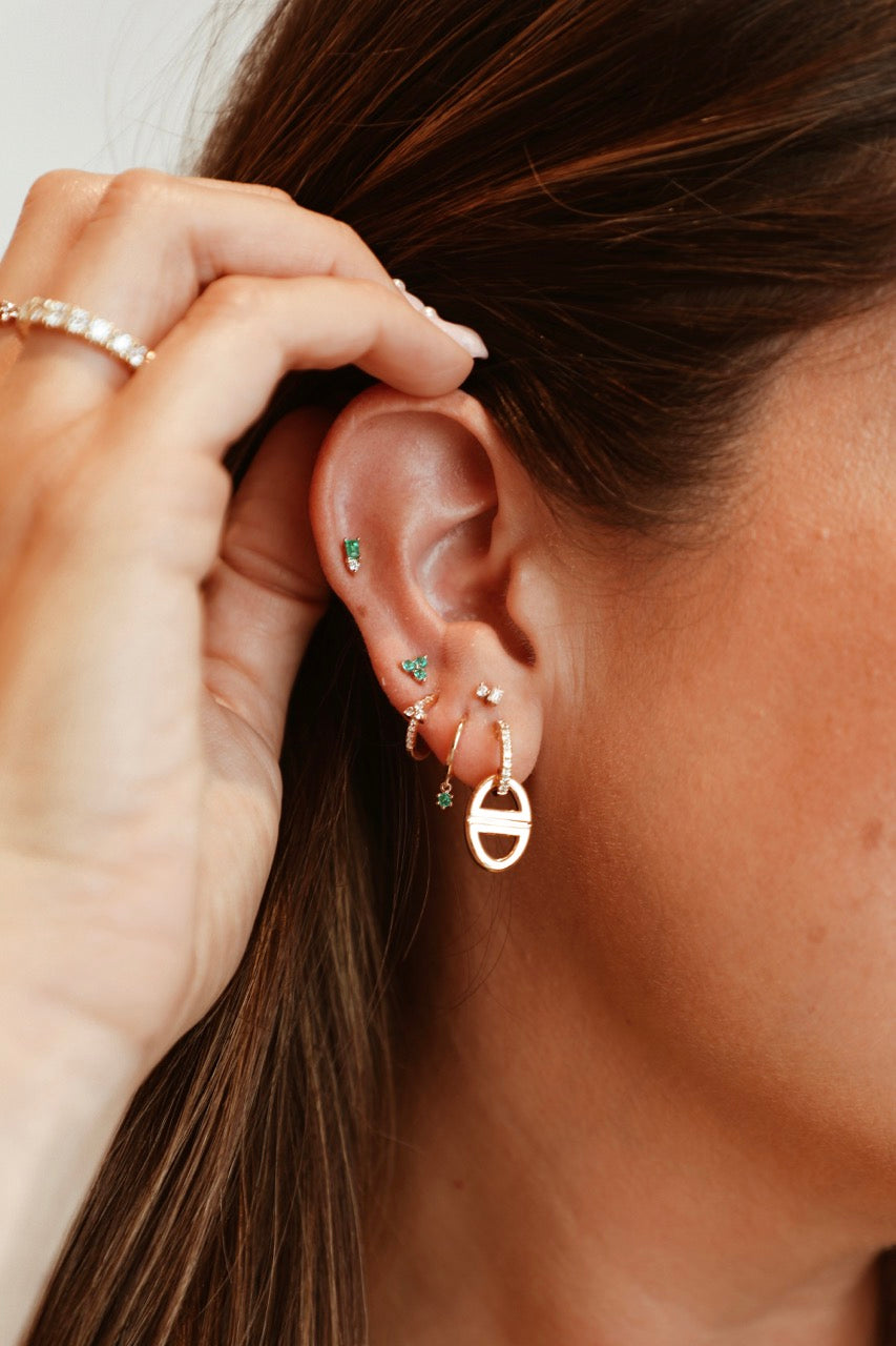 Mariner Charm Hoop Studs-Earrings-Mama Bijoux-[14kgold]-[diamonds]-[heirloom_quality]-MamaBijoux