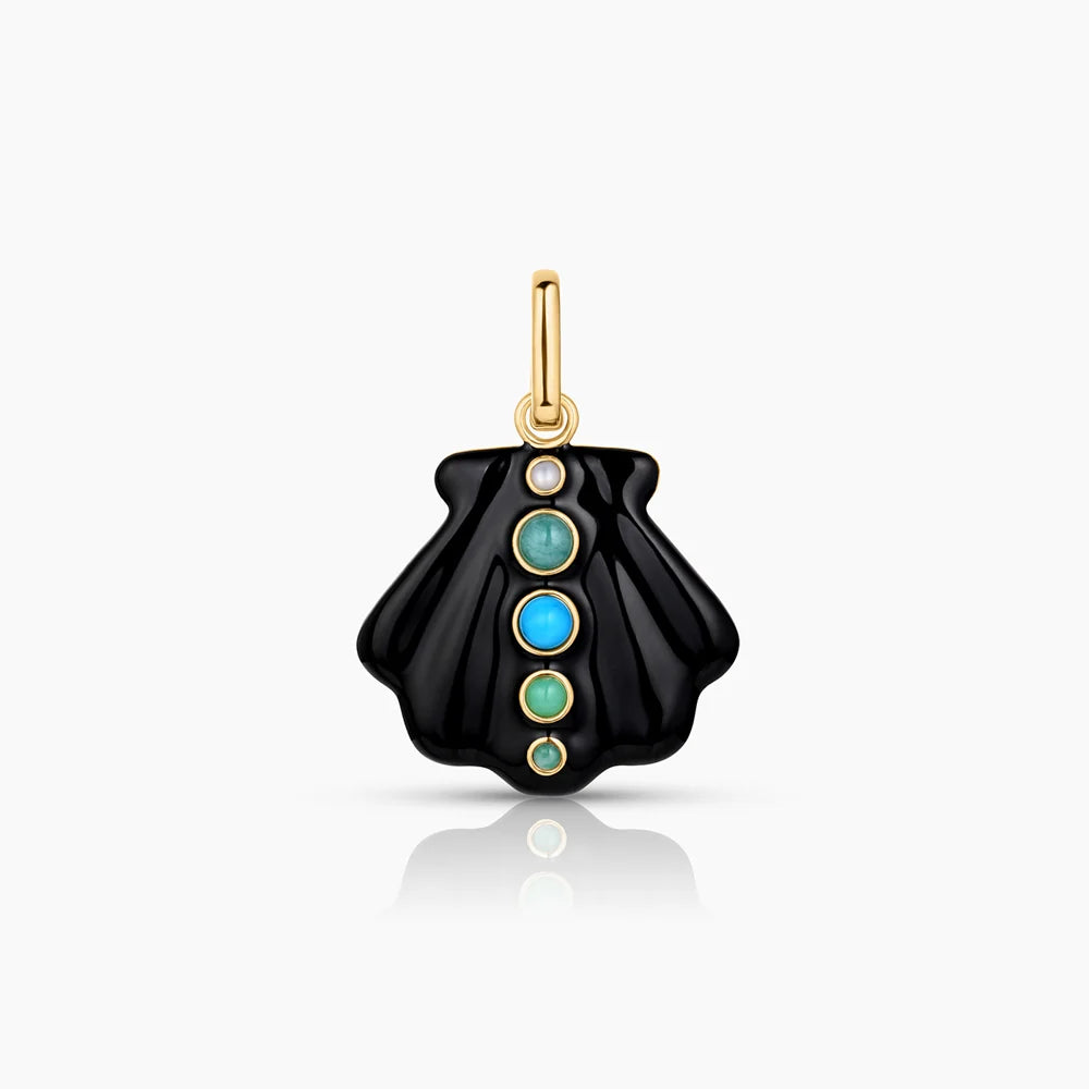 Maris Black Enamel Shell Clip-Charms & Pendants-Mama Bijoux