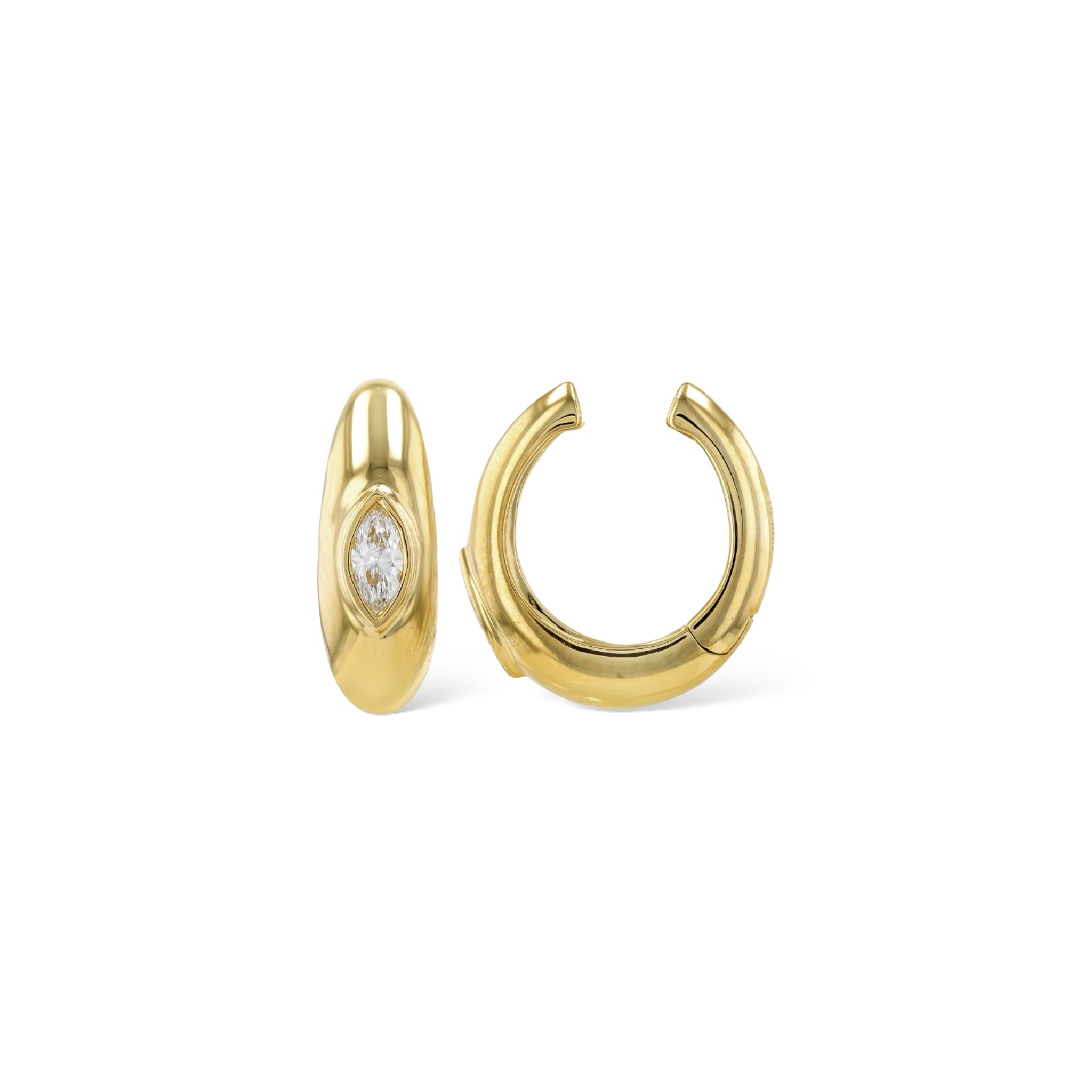 Marquise Diamond Chubby Ear Cuff-Earrings-Mama Bijoux-[14kgold]-[diamonds]-[heirloom_quality]-MamaBijoux