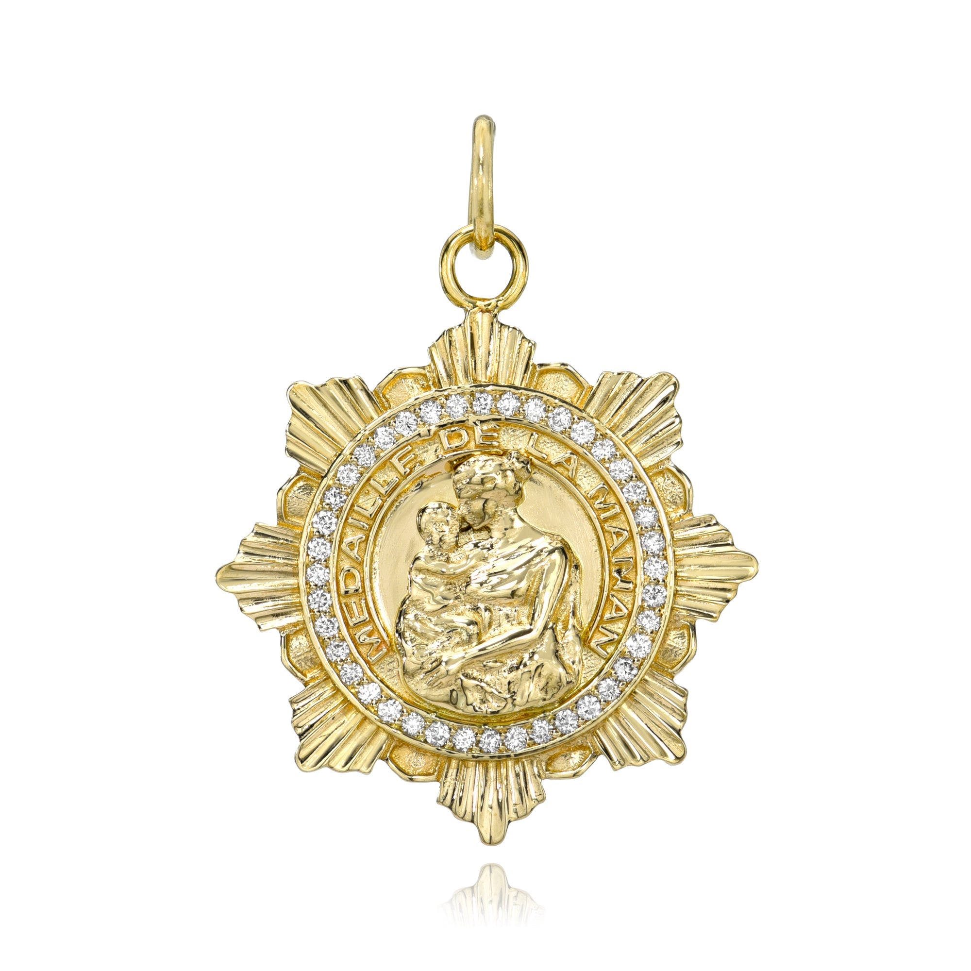 Médaille de La Maman (Nouvelle)-Charms & Pendants-Mama Bijoux-[14kgold]-[diamonds]-[heirloom_quality]-MamaBijoux