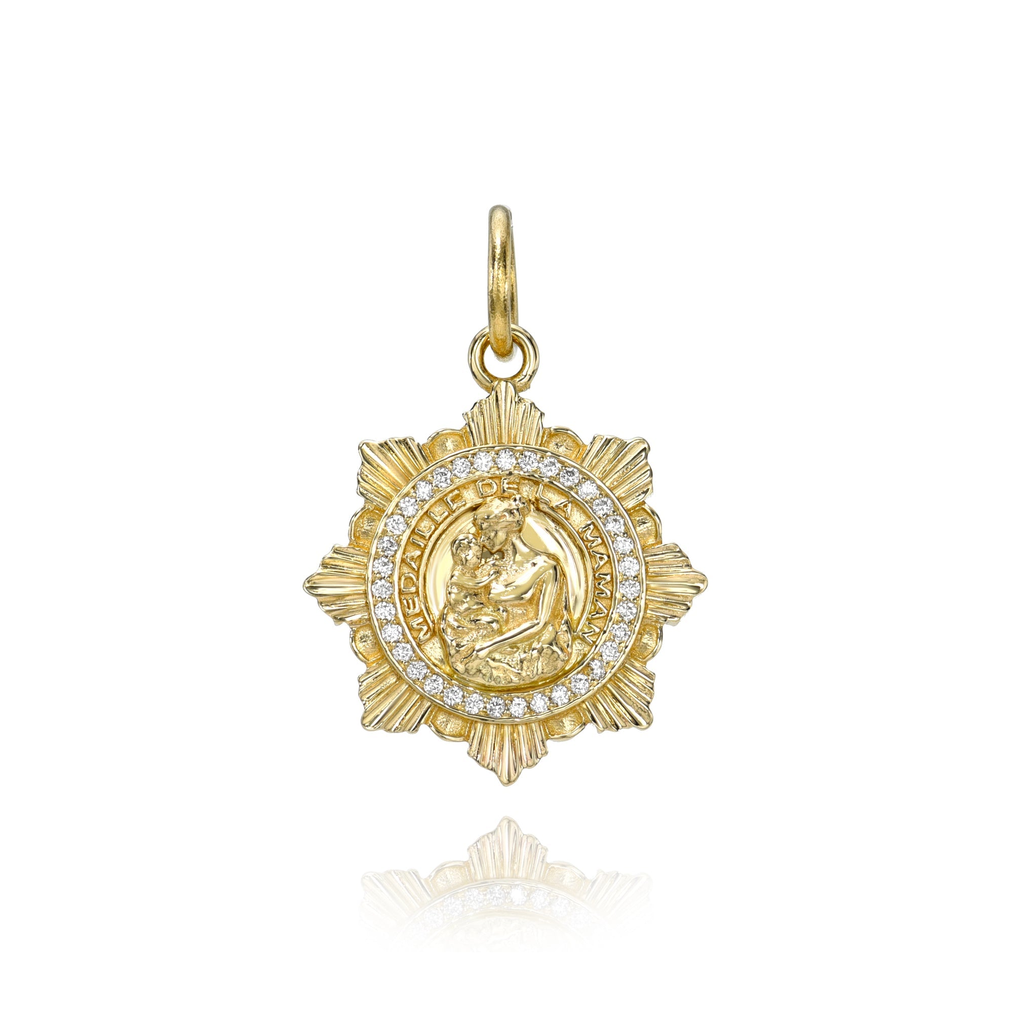 Médaille de La Maman (Nouvelle)-Charms & Pendants-Mama Bijoux-[14kgold]-[diamonds]-[heirloom_quality]-MamaBijoux