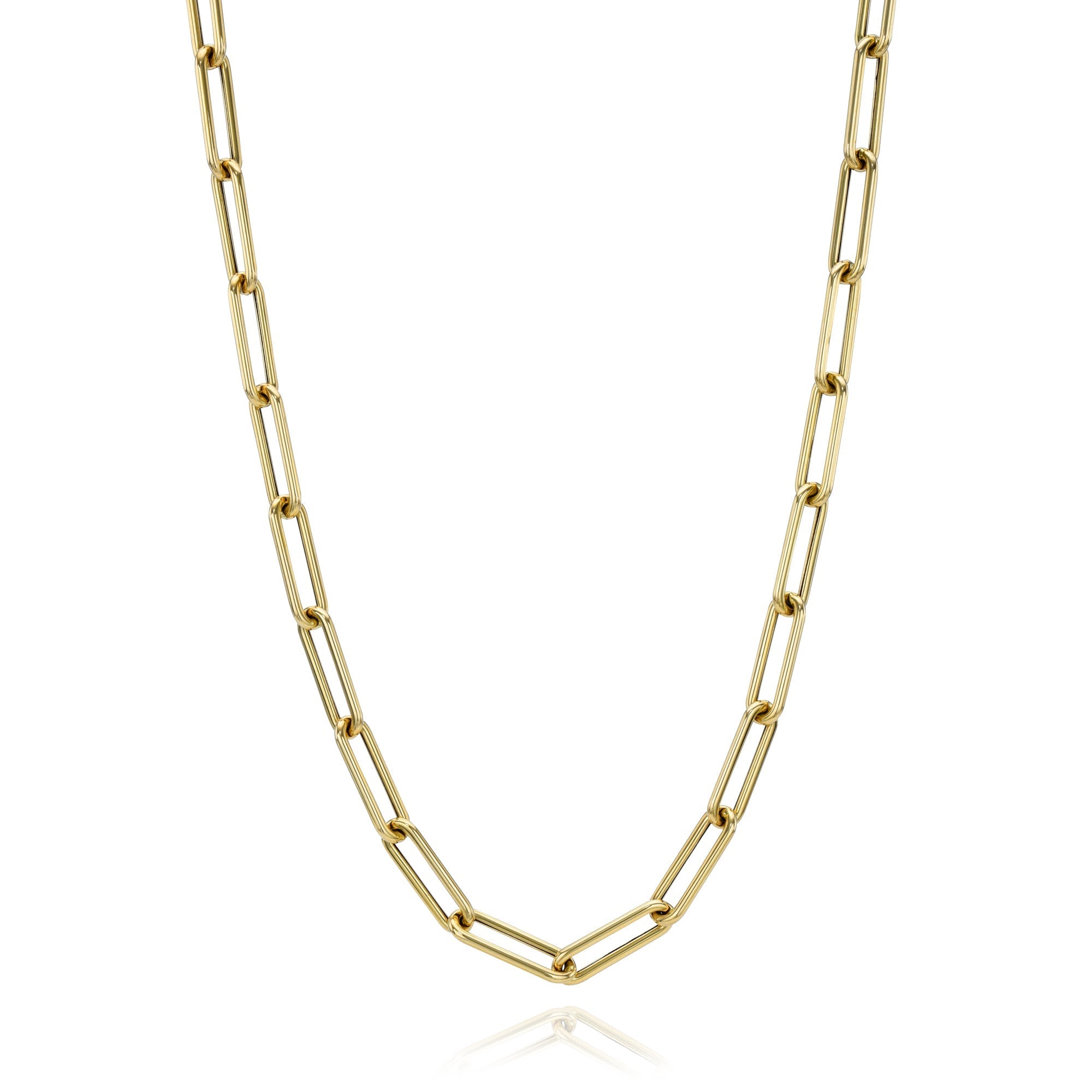 Medium Rounded 14k Gold Paperclip Chain-Necklaces-Mama Bijoux-[14kgold]-[diamonds]-[heirloom_quality]-MamaBijoux