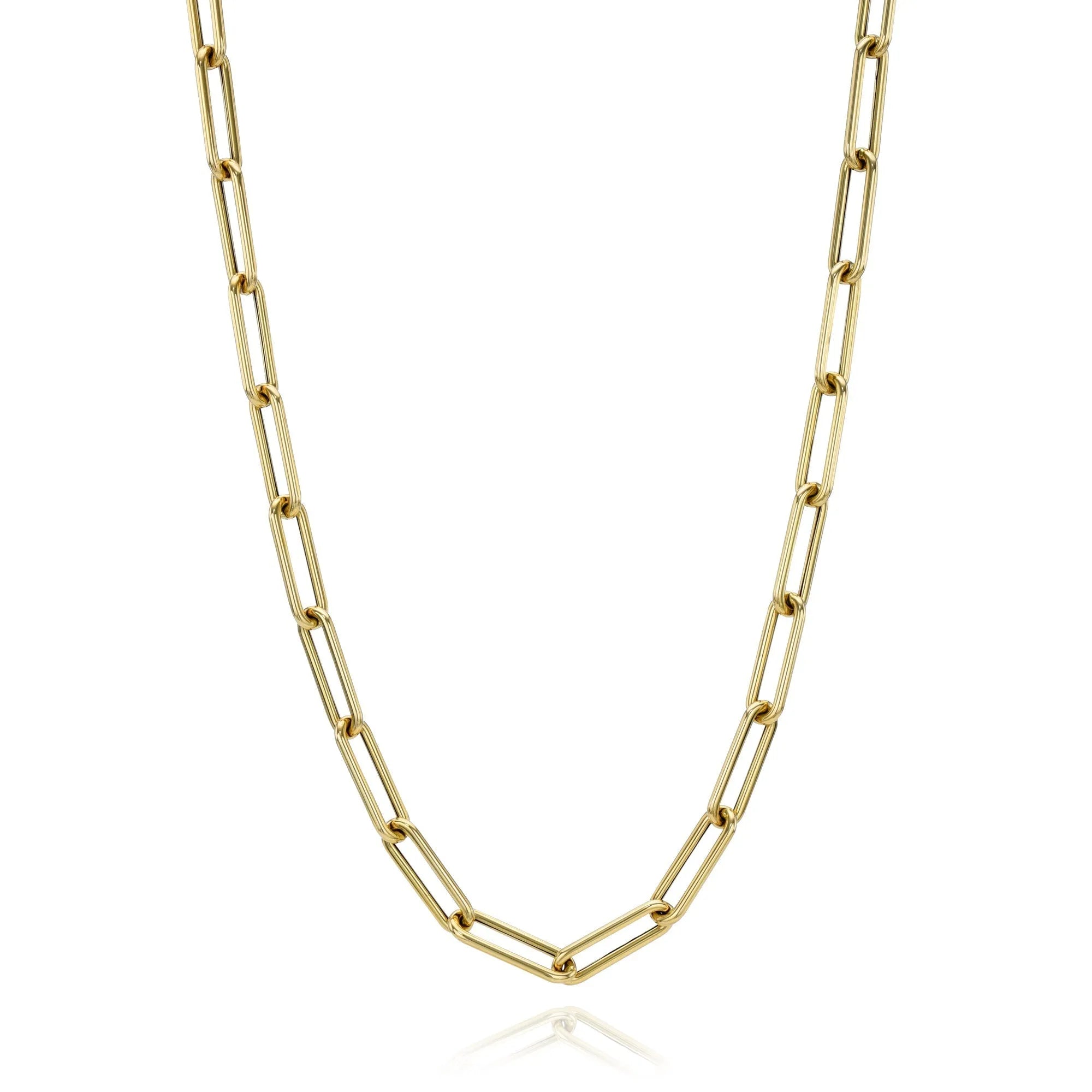 Medium Rounded 14k Gold Paperclip Chain-Necklaces-Mama Bijoux-[14kgold]-[diamonds]-[heirloom_quality]-MamaBijoux