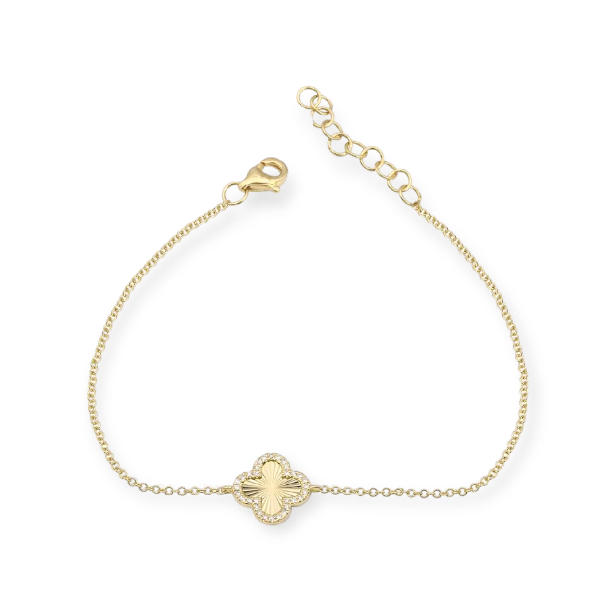 Mini 4 Leaf Clover Bracelet-Bracelets-Mama Bijoux-[14kgold]-[diamonds]-[heirloom_quality]-MamaBijoux