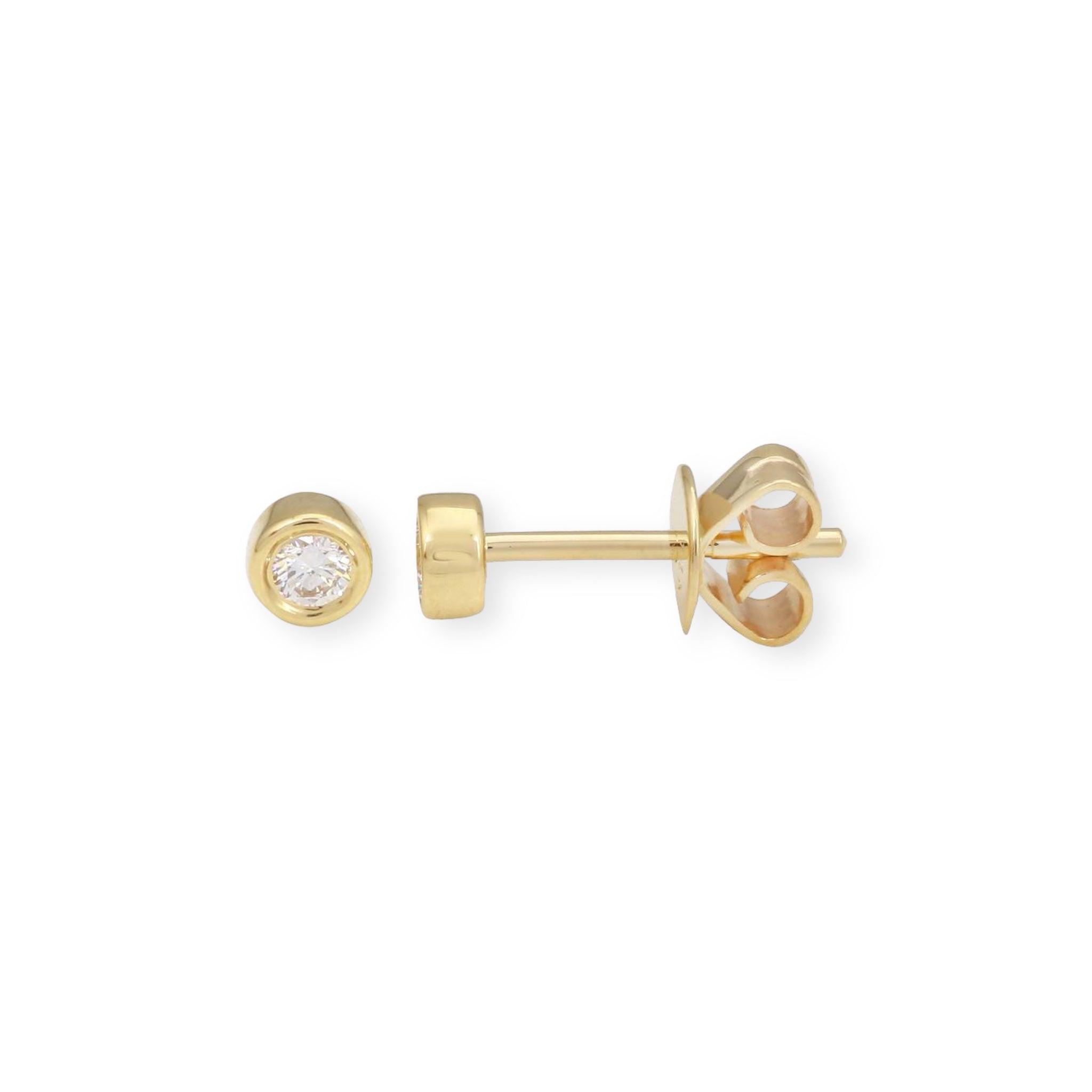 Mini Bezeled Round Diamond Studs-Earrings-Mama Bijoux-[14kgold]-[diamonds]-[heirloom_quality]-MamaBijoux