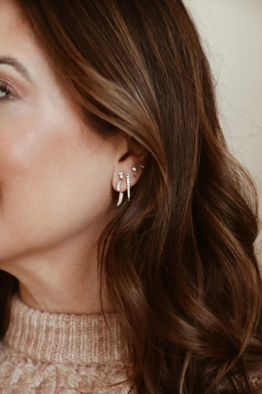 Mini Bijoux Dagger Diamond Huggie Earrings-Earrings-Mama Bijoux-[14kgold]-[diamonds]-[heirloom_quality]-MamaBijoux