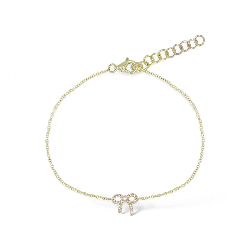 Mini Bow Diamond Pavé Bracelet-Bracelets-Mama Bijoux-[14kgold]-[diamonds]-[heirloom_quality]-MamaBijoux