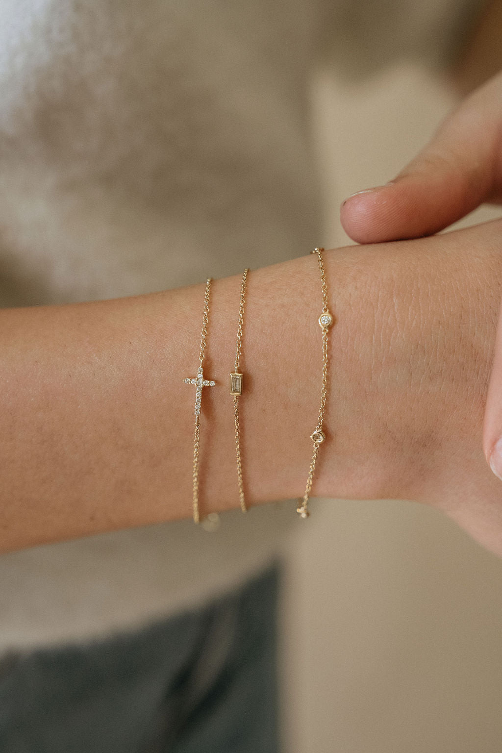 Mini Cross Bracelet-Bracelets-Mama Bijoux-[14kgold]-[diamonds]-[heirloom_quality]-MamaBijoux