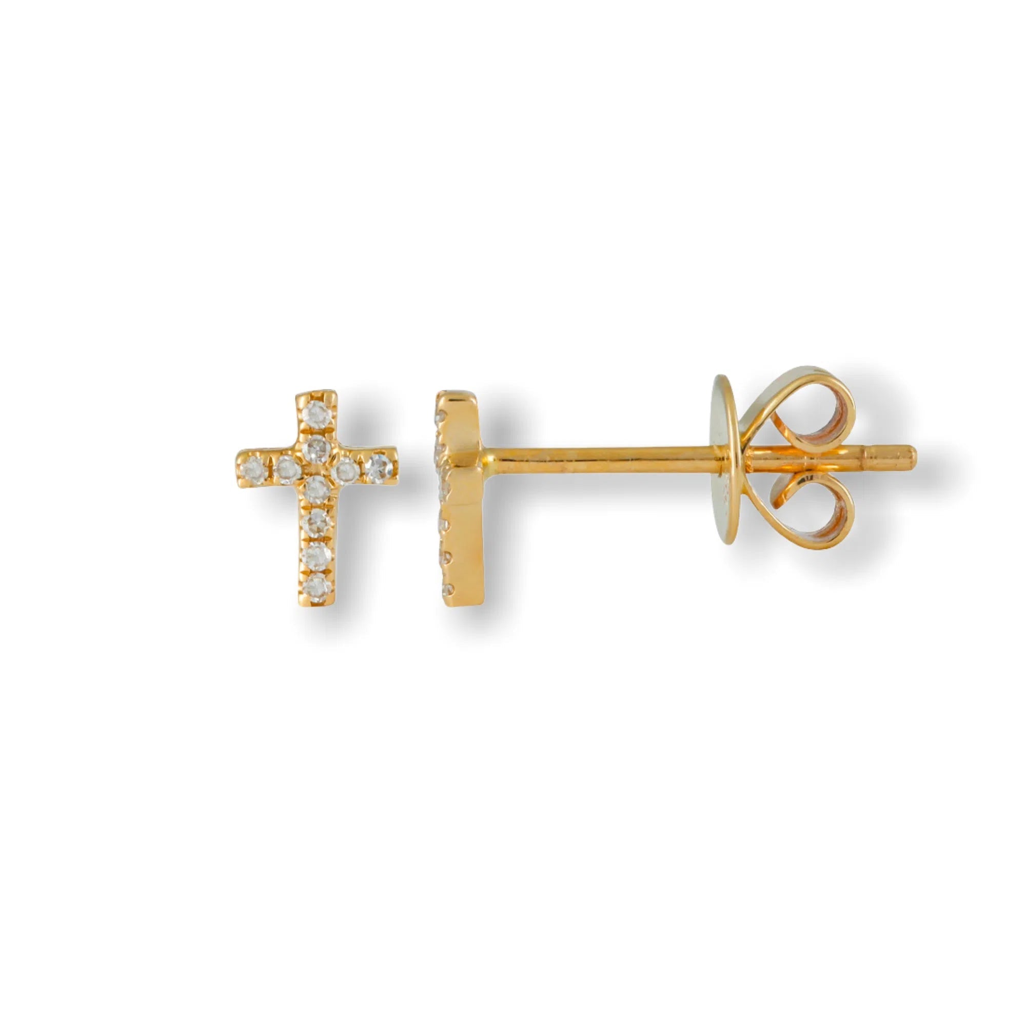 Mini Cross Studs-Earrings-Mama Bijoux-[14kgold]-[diamonds]-[heirloom_quality]-MamaBijoux