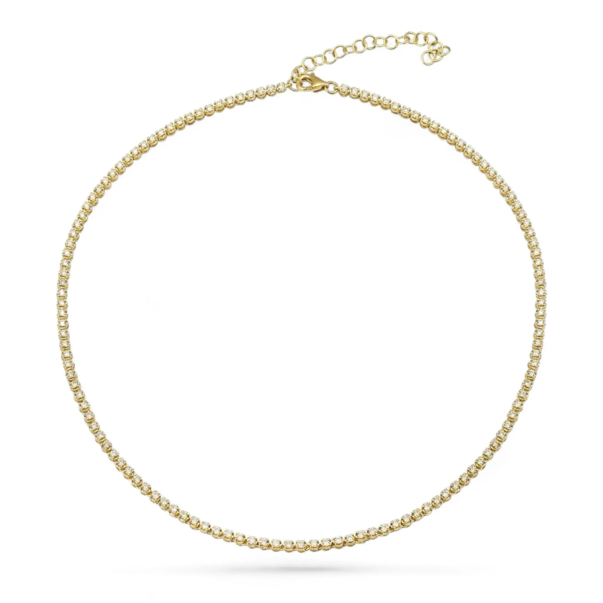 Mini Crown Set Diamond Tennis Necklace-Necklaces-Mama Bijoux-[14kgold]-[diamonds]-[heirloom_quality]-MamaBijoux