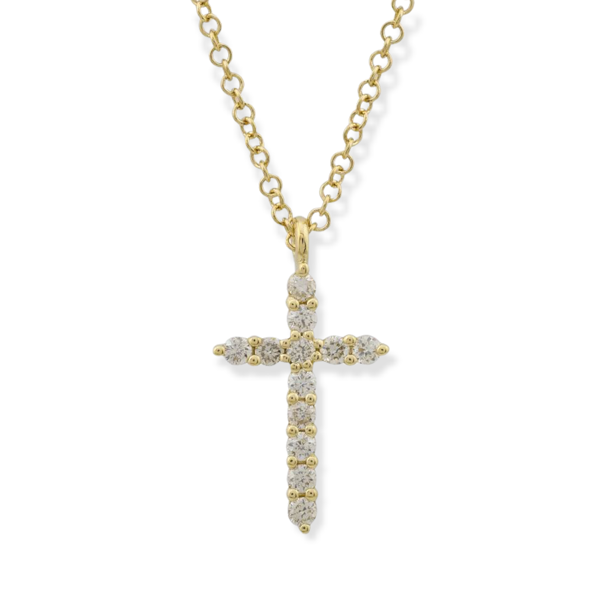 Mini Diamond Cross Necklace-Necklaces-Mama Bijoux-[14kgold]-[diamonds]-[heirloom_quality]-MamaBijoux