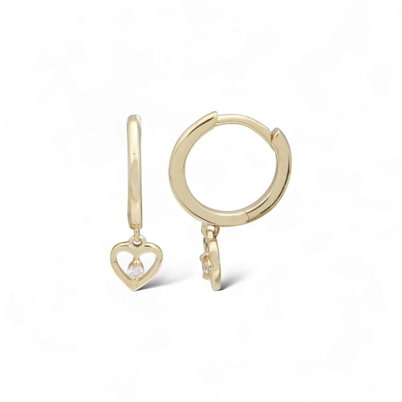 Mini Diamond Heart Drop Continuous Huggies-Earrings-Mama Bijoux-[14kgold]-[diamonds]-[heirloom_quality]-MamaBijoux