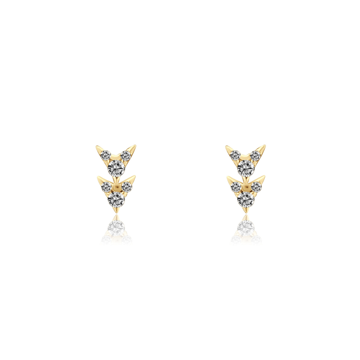 Mini Double Arrow Diamond Studs-Earrings-Mama Bijoux-[14kgold]-[diamonds]-[heirloom_quality]-MamaBijoux