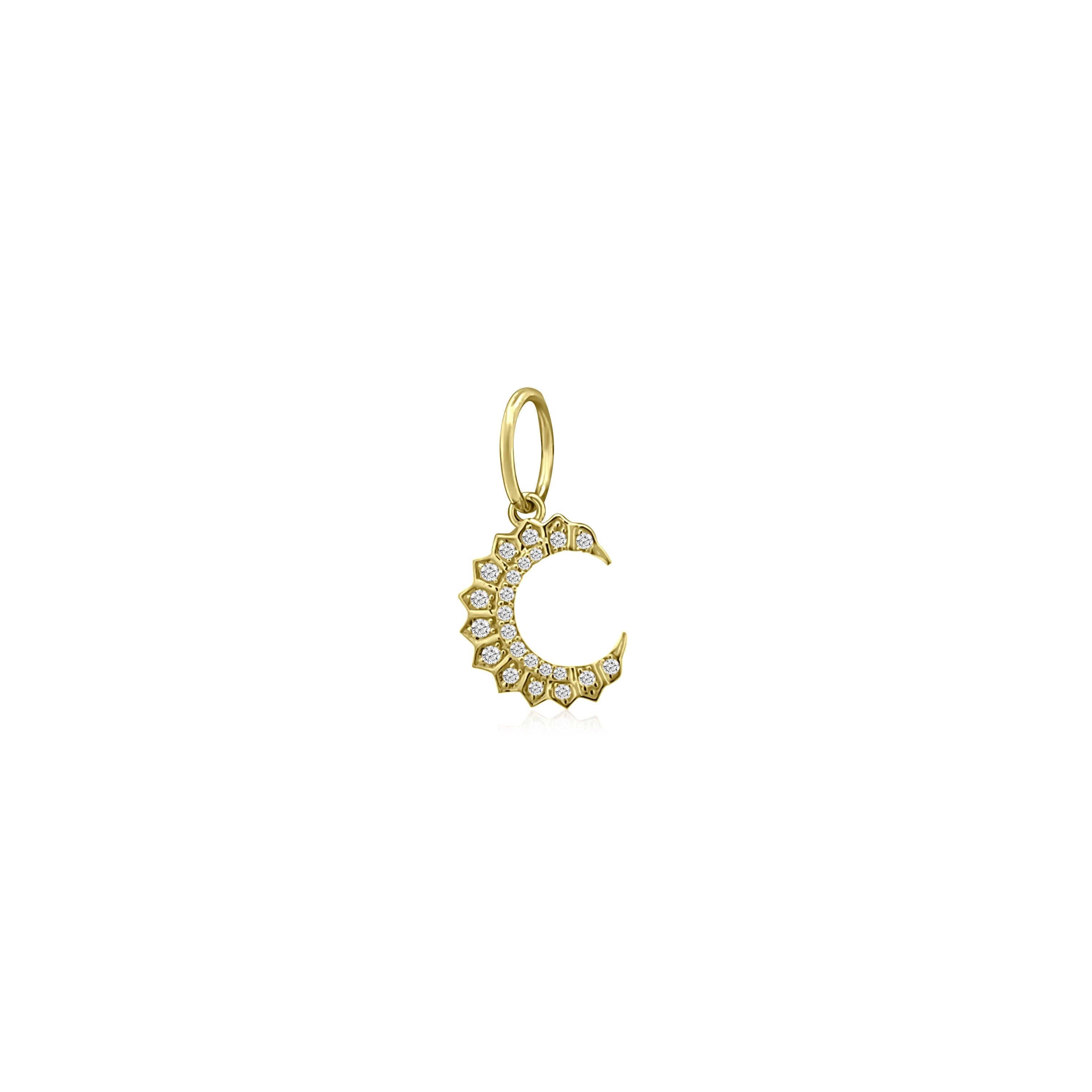 Mini Goodnight Moon Diamond Charm-Charms & Pendants-Mama Bijoux-[14kgold]-[diamonds]-[heirloom_quality]-MamaBijoux