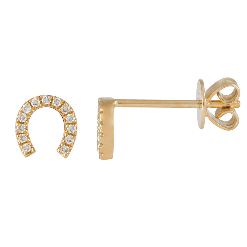 Mini Horseshoe Diamond Studs-Earrings-Mama Bijoux-[14kgold]-[diamonds]-[heirloom_quality]-MamaBijoux