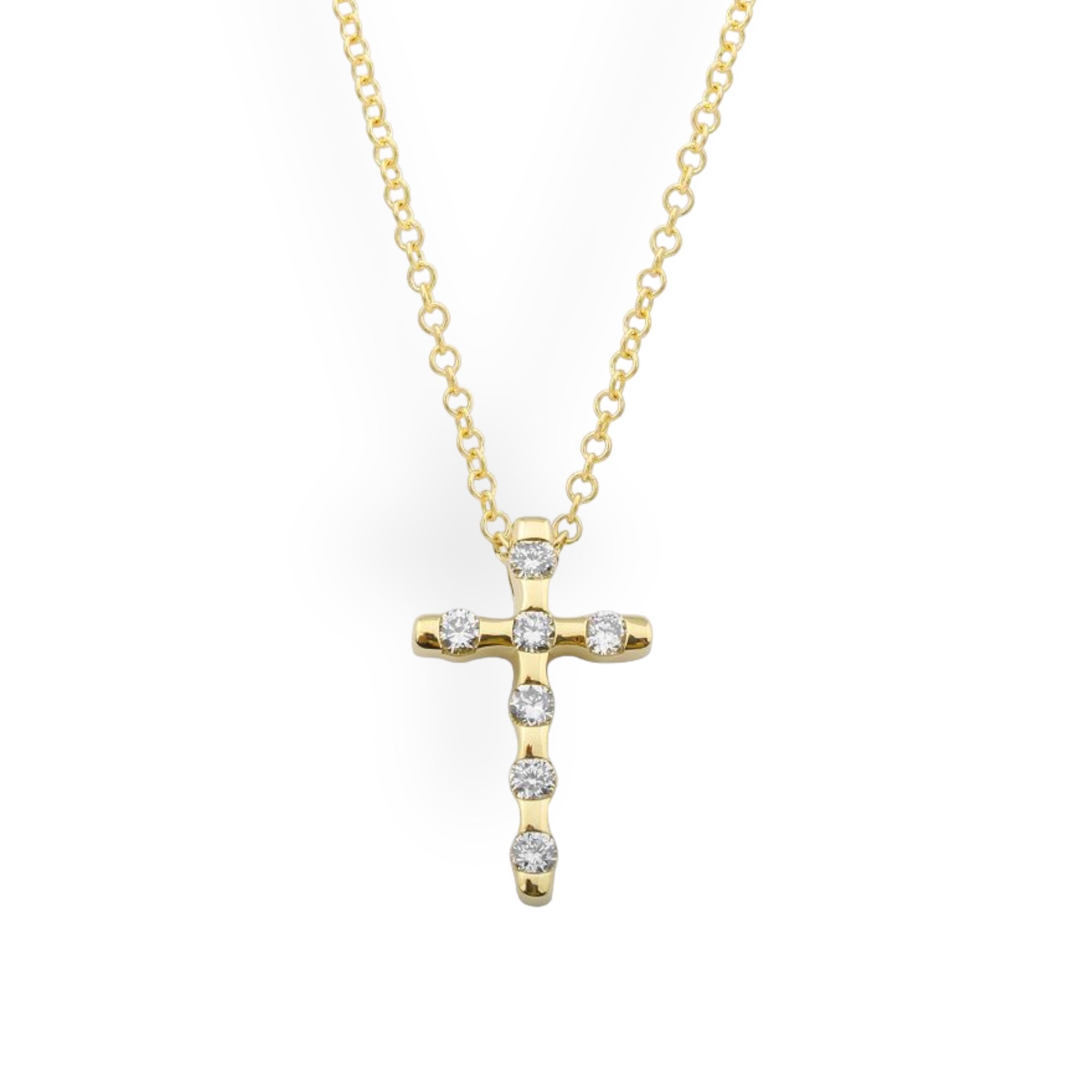 Mini Inlay Cross Necklace-Necklaces-Mama Bijoux-[14kgold]-[diamonds]-[heirloom_quality]-MamaBijoux