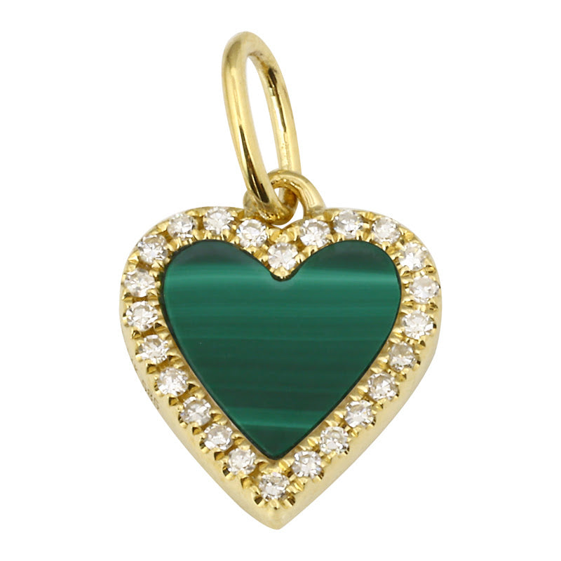 Mini Malachite Heart Charm-Charms & Pendants-Mama Bijoux-[14kgold]-[diamonds]-[heirloom_quality]-MamaBijoux