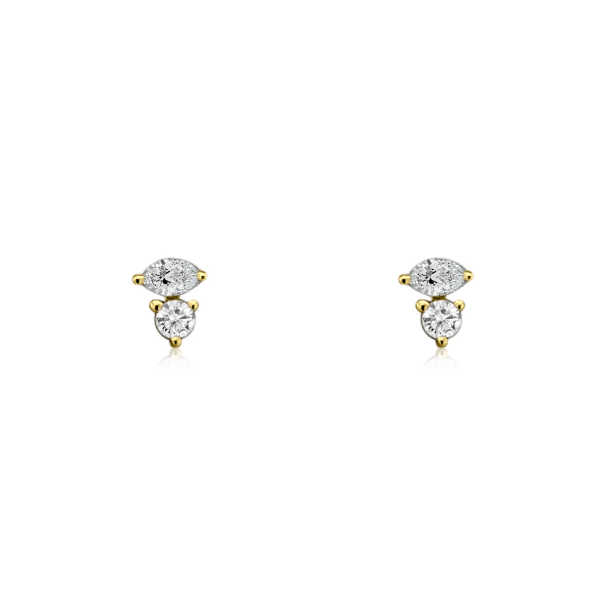 Mini Marquise & Round Diamond Studs-Earrings-Mama Bijoux-[14kgold]-[diamonds]-[heirloom_quality]-MamaBijoux