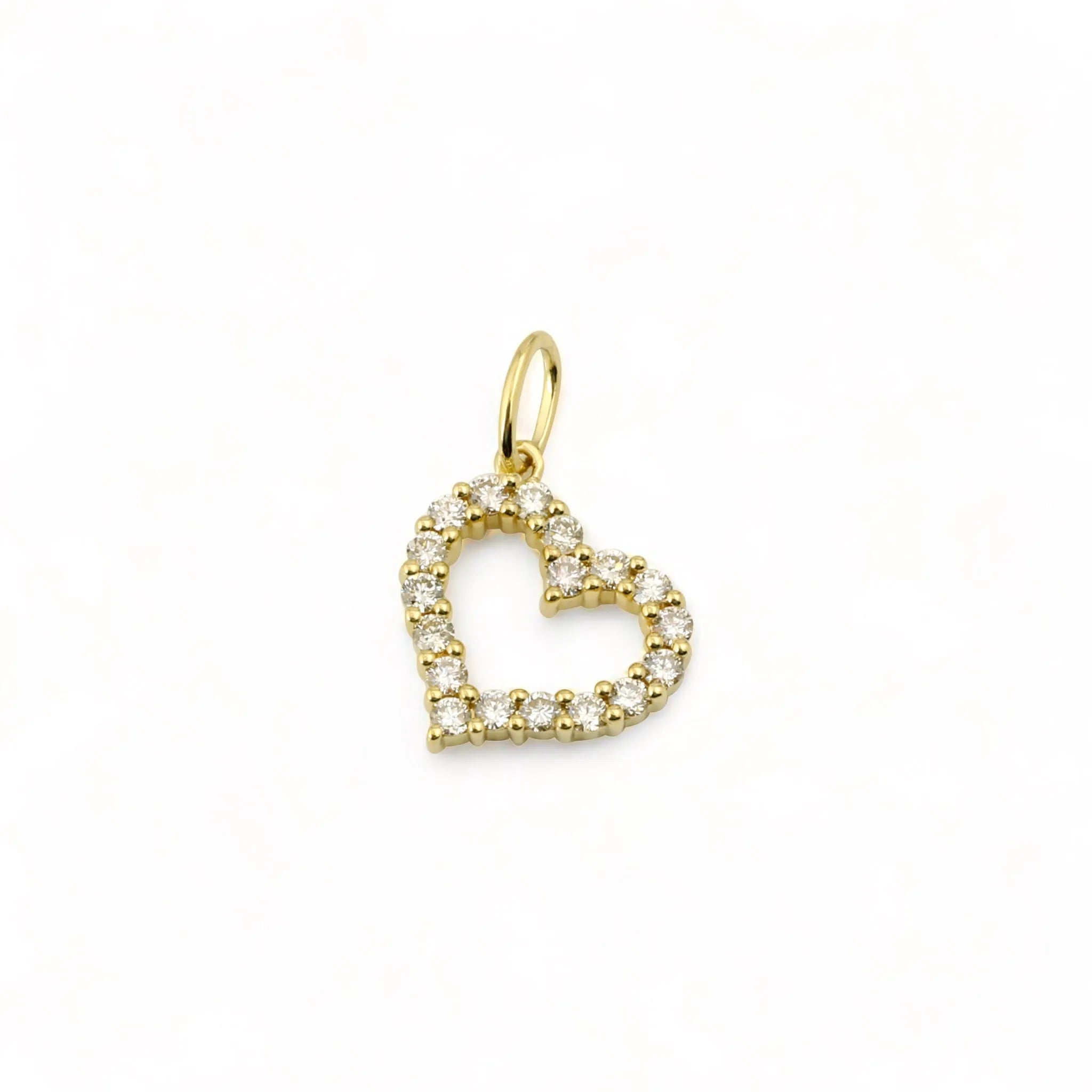 Mini Open Heart Diamond Charm-Charms & Pendants-Mama Bijoux-[14kgold]-[diamonds]-[heirloom_quality]-MamaBijoux