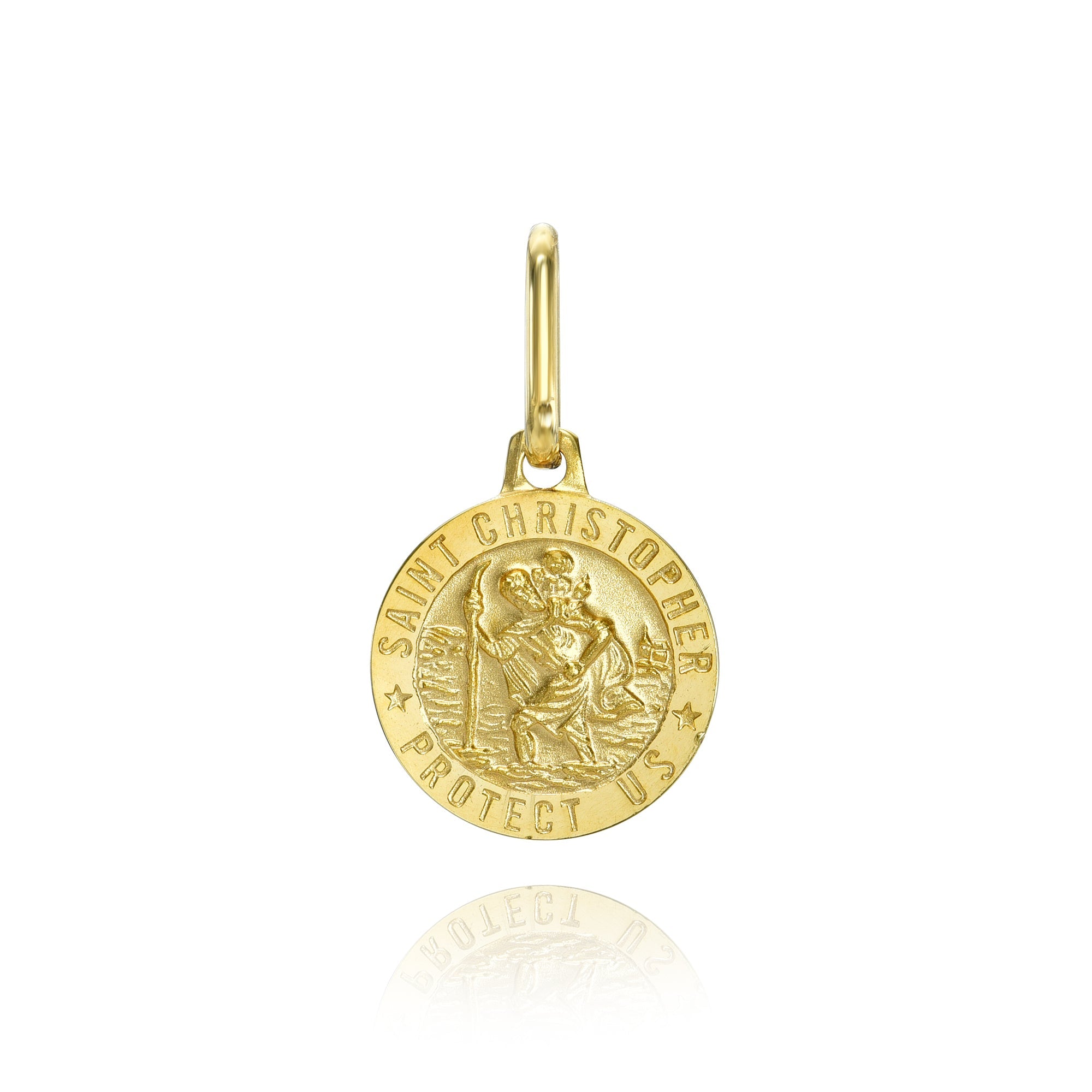 Mini Saint Christopher Solid Gold Charm-Charms & Pendants-Mama Bijoux-[14kgold]-[diamonds]-[heirloom_quality]-MamaBijoux