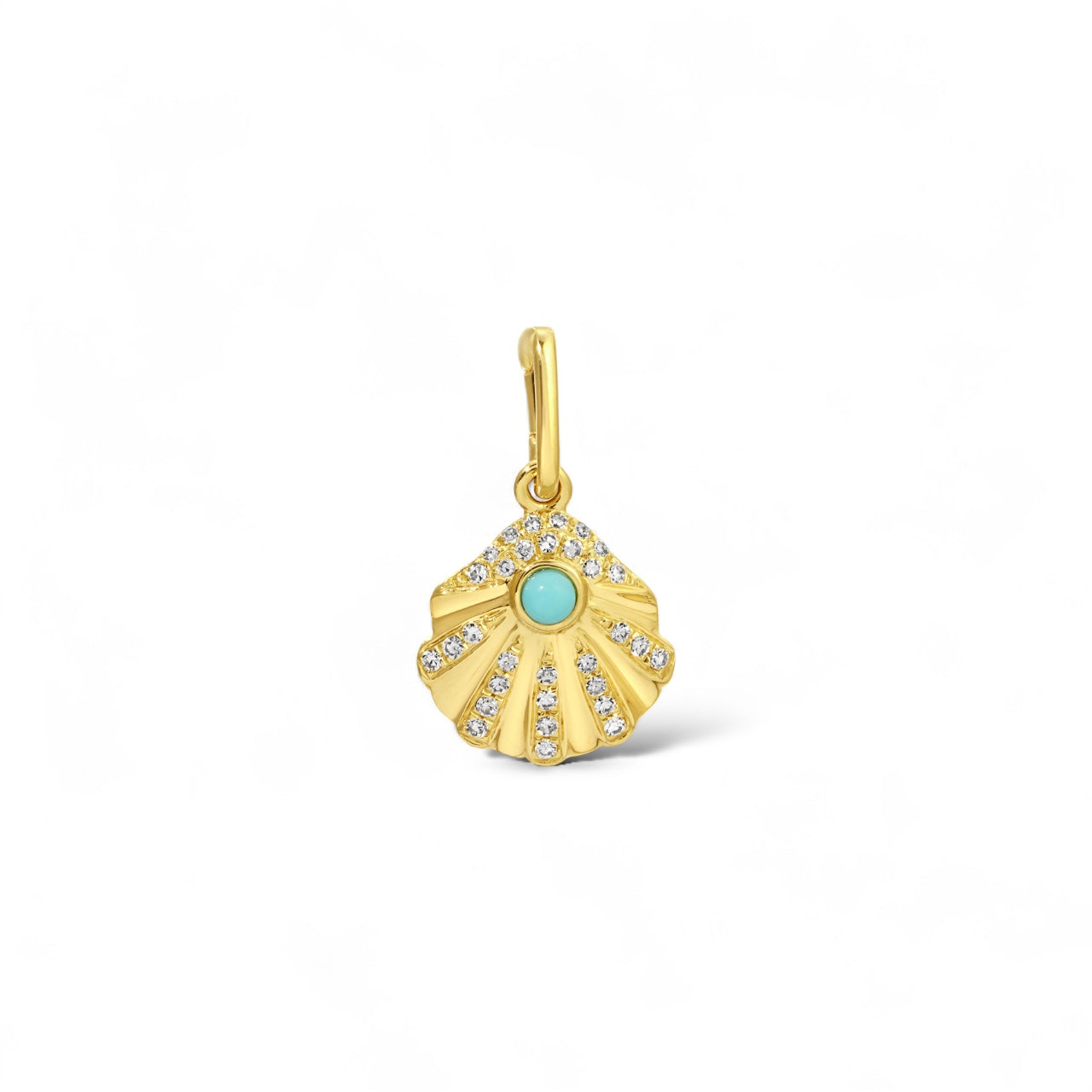 Mini Turquoise Shell Charm-Charms & Pendants-Mama Bijoux-[14kgold]-[diamonds]-[heirloom_quality]-MamaBijoux